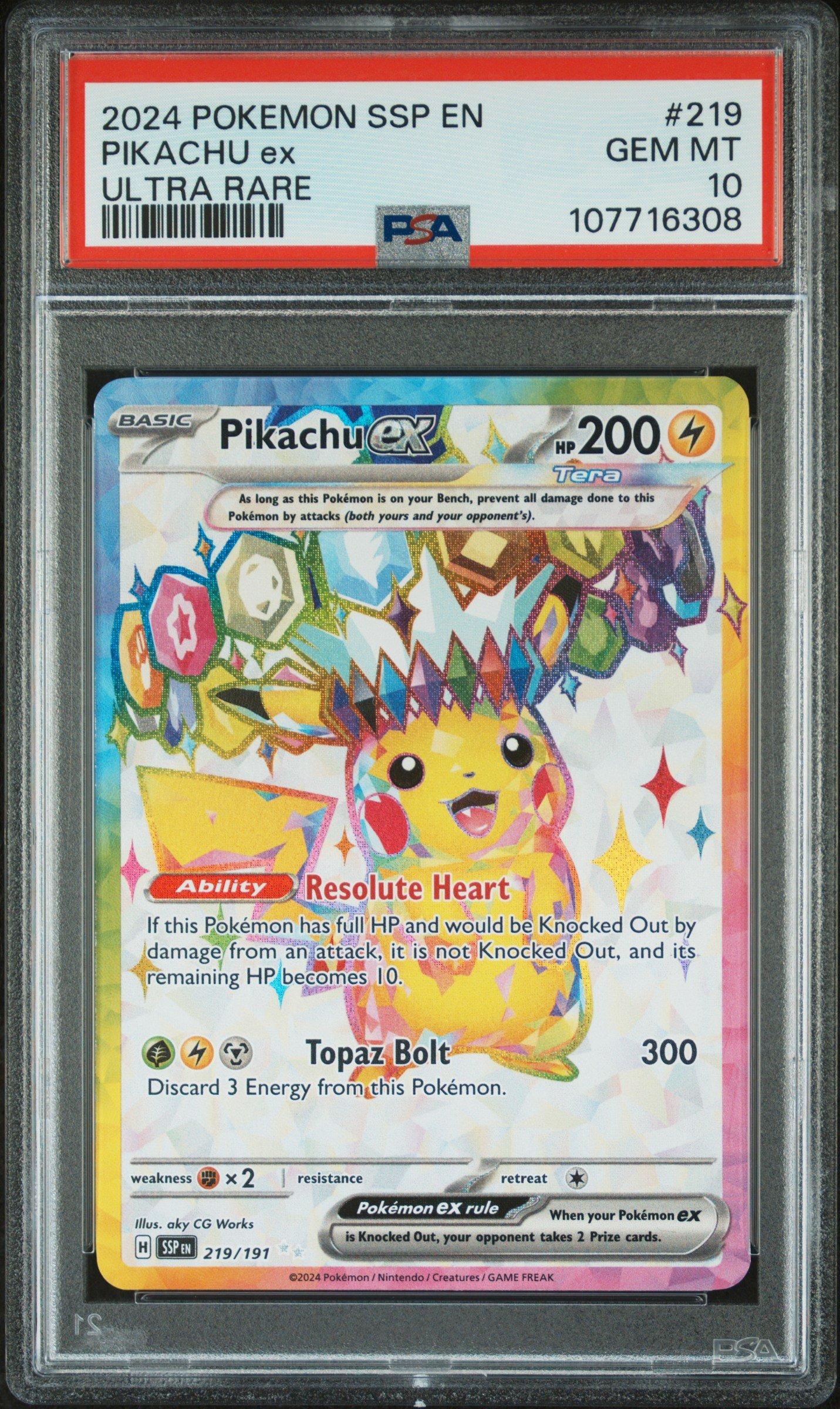 2024 Pokemon Ssp En-surging Sparks 219 Pikachu Ex Ultra Rare PSA