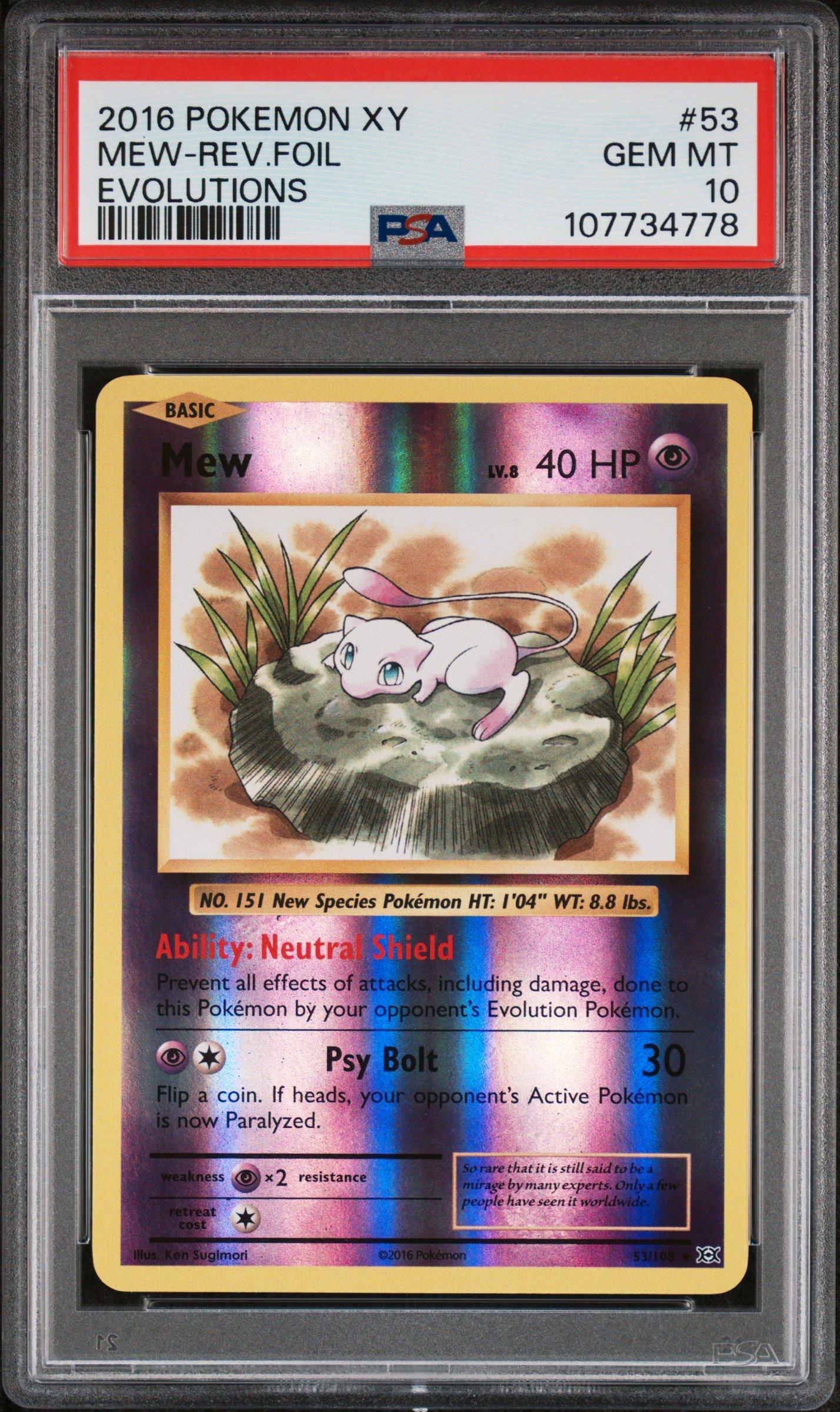 2016 Pokemon Xy Evolutions 53 Mew-reverse Foil PSA 10 Graded Card