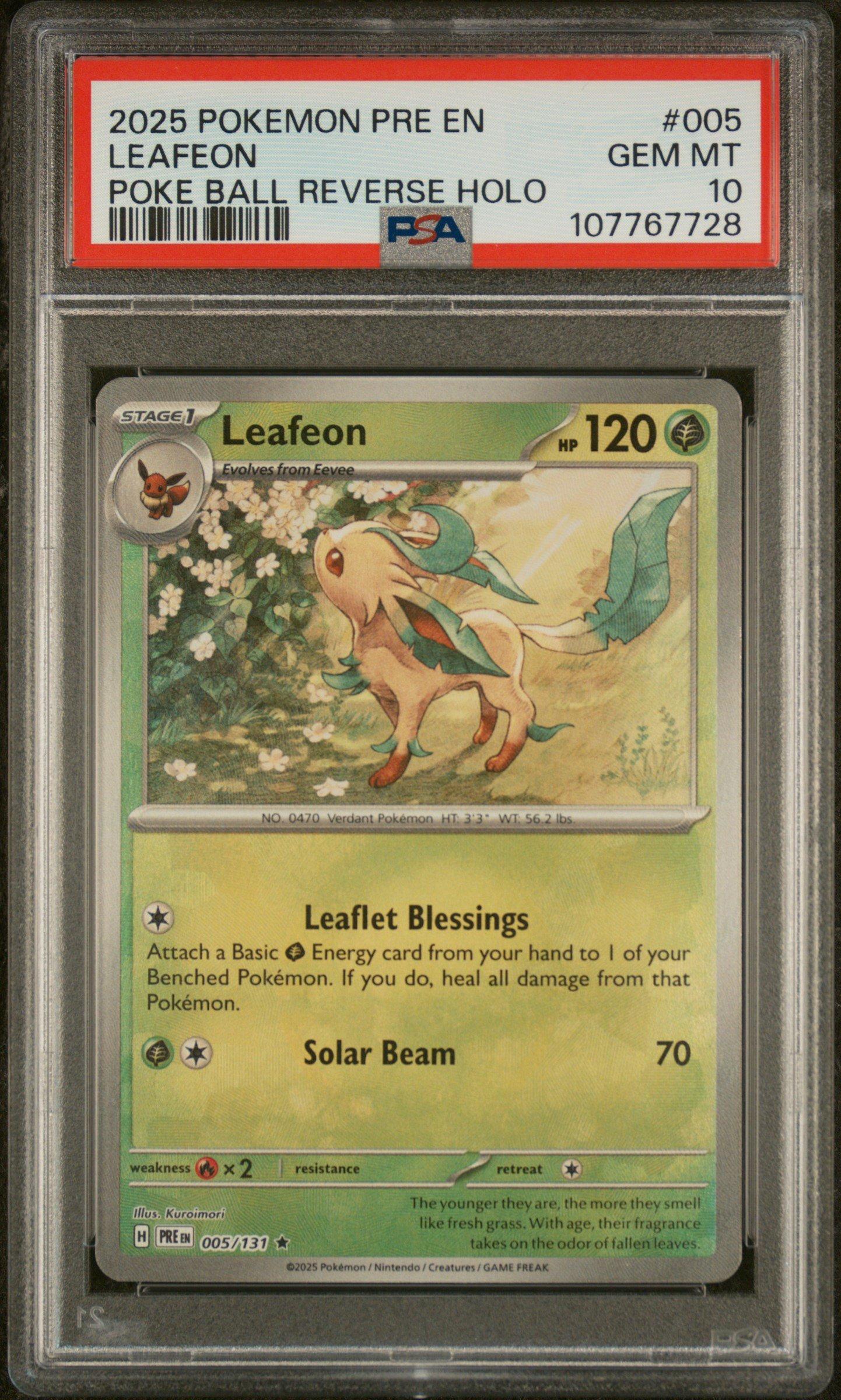 2025 Pokemon Pre En-prismatic Evolutions 005 Leafeon Poke Ball