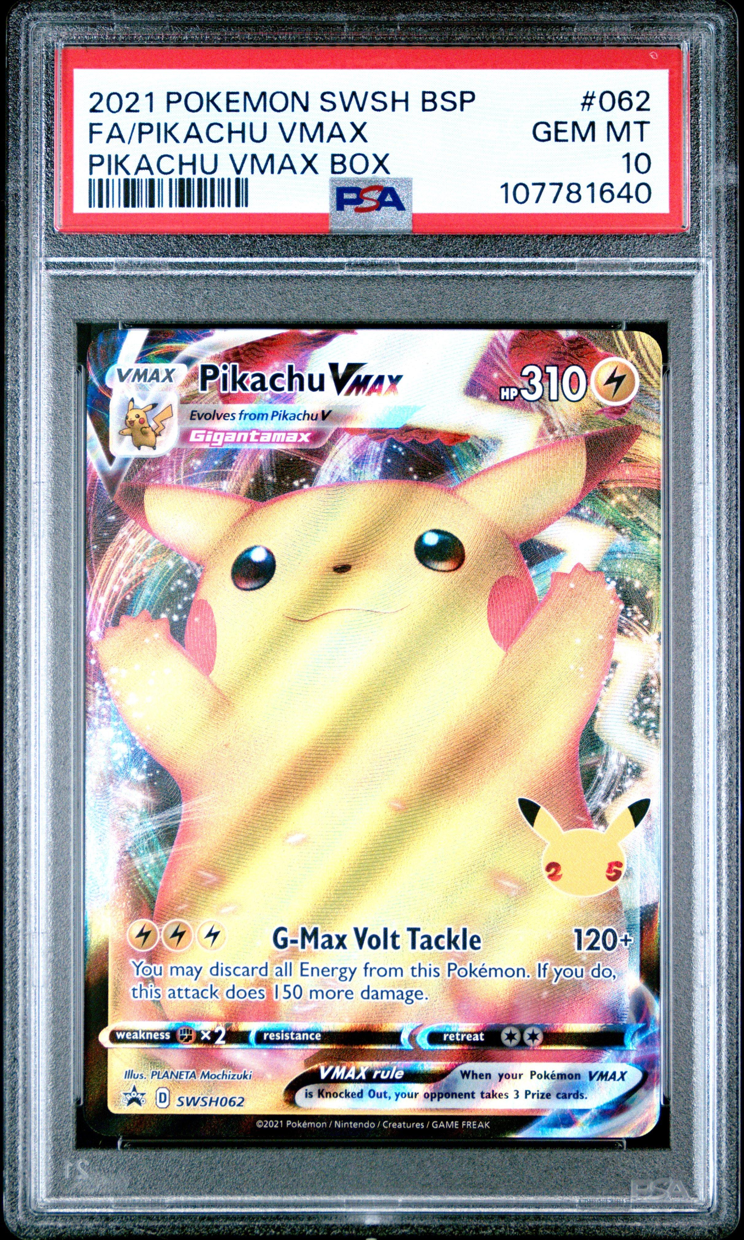 2021 Pokemon Swsh Black Star Promo 062 Full Art/pikachu Vmax Pikachu Vmax Box PSA