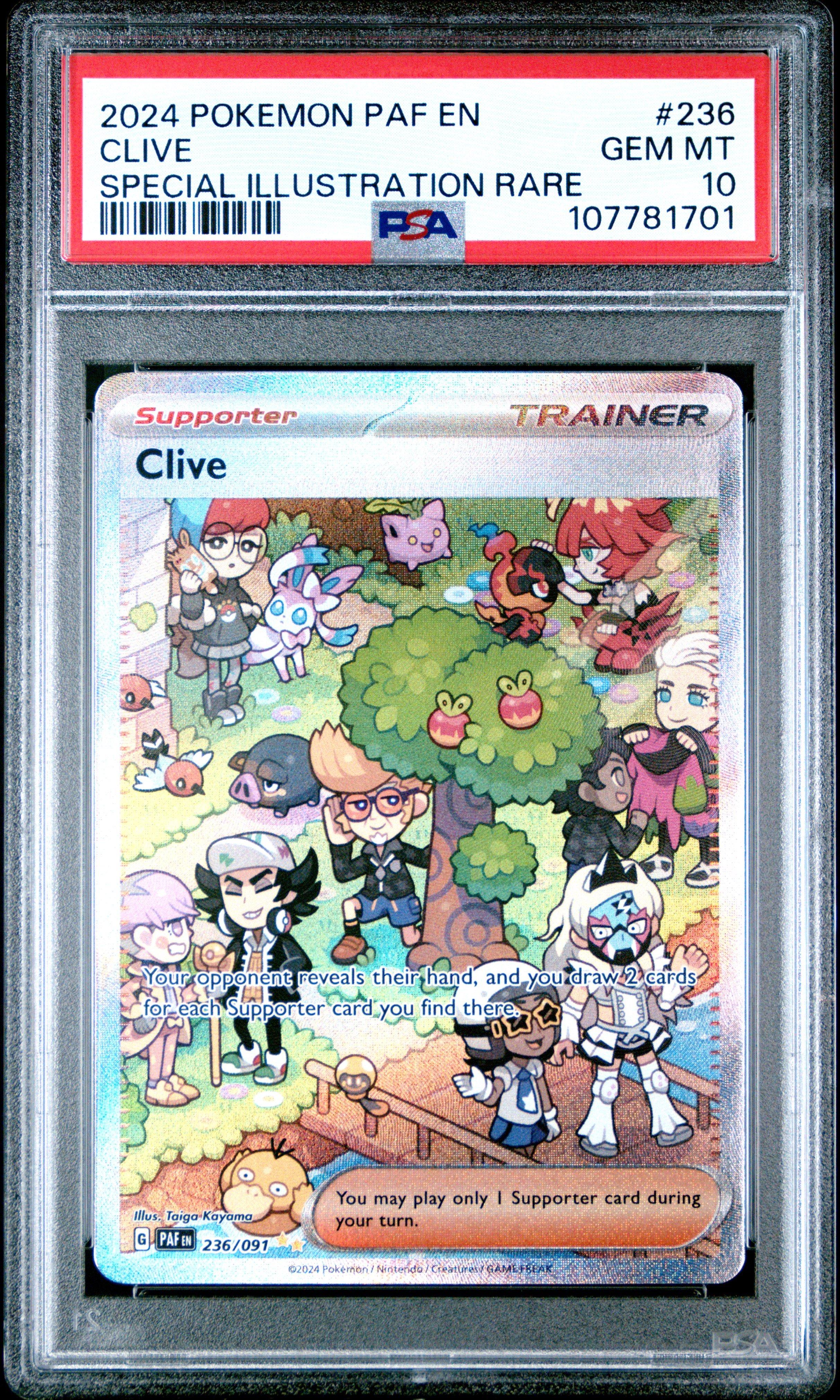 2024 Pokemon Paf En-paldean Fates 236 Clive Special Illustration Rare PSA