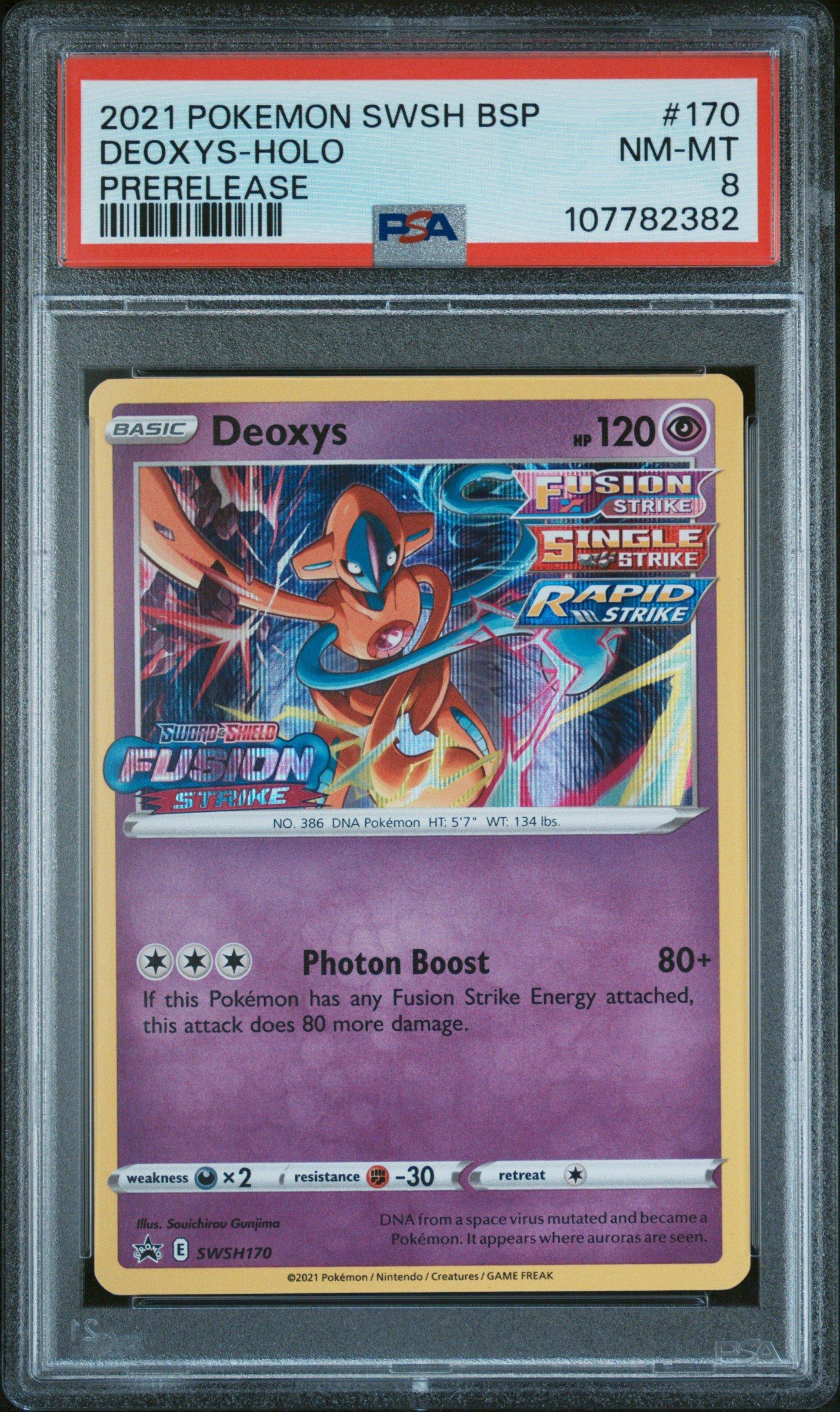 2021 Pokemon Swsh Black Star Promo 170 Deoxys-holo Prerelease PSA 8