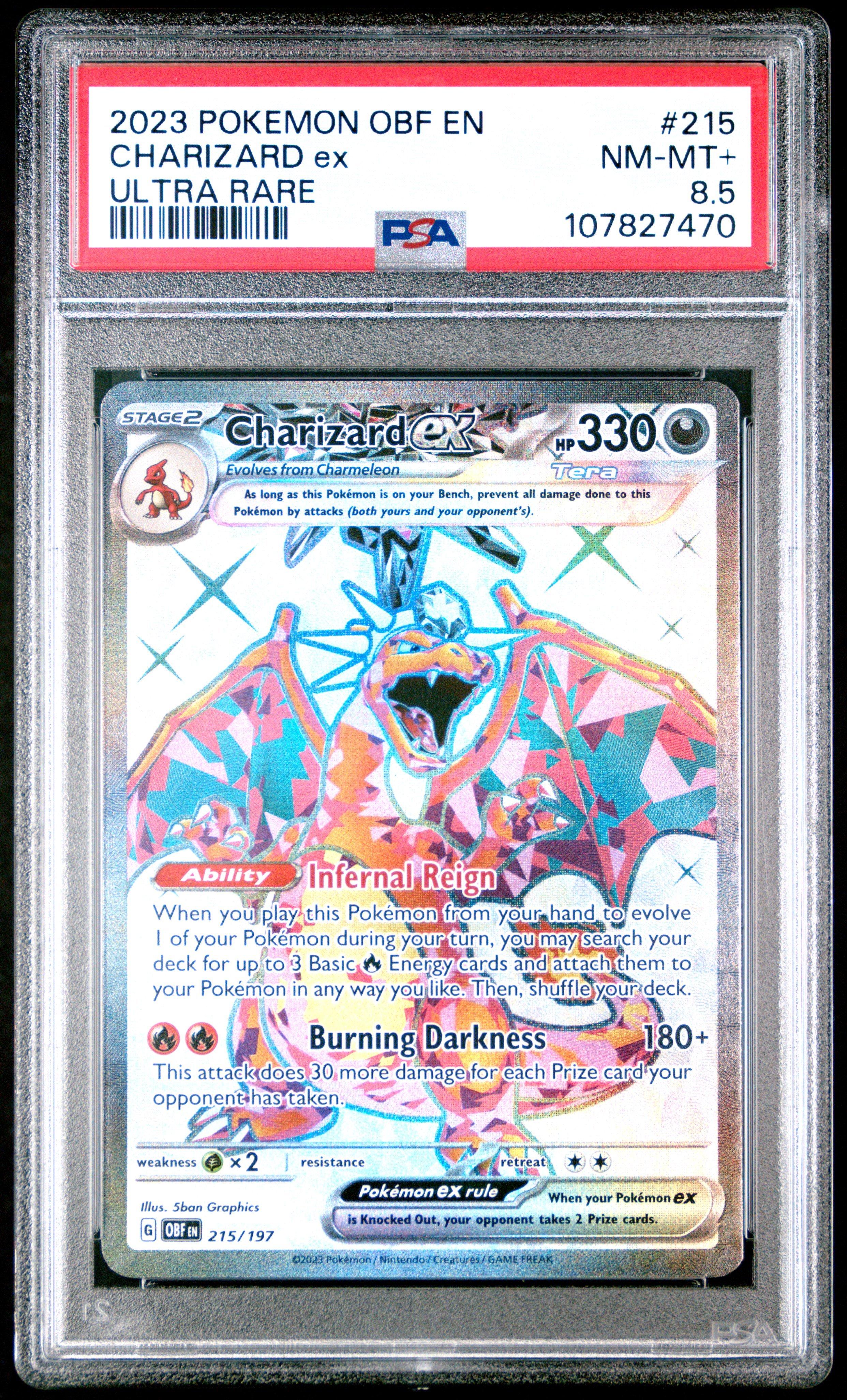 2023 Pokemon Obf En-obsidian Flames 215 Charizard Ex Ultra Rare PSA NM-MT+ 8.5