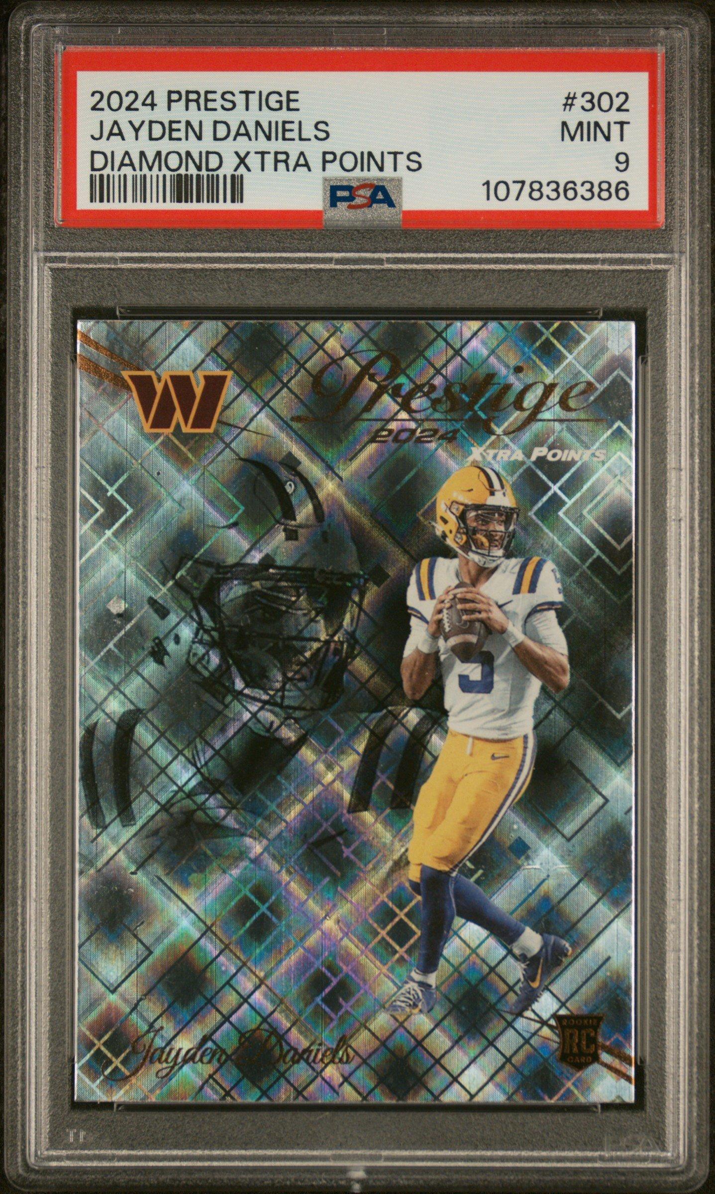 2024 Panini Prestige 302 Jayden Daniels Diamond Xtra Points PSA 9