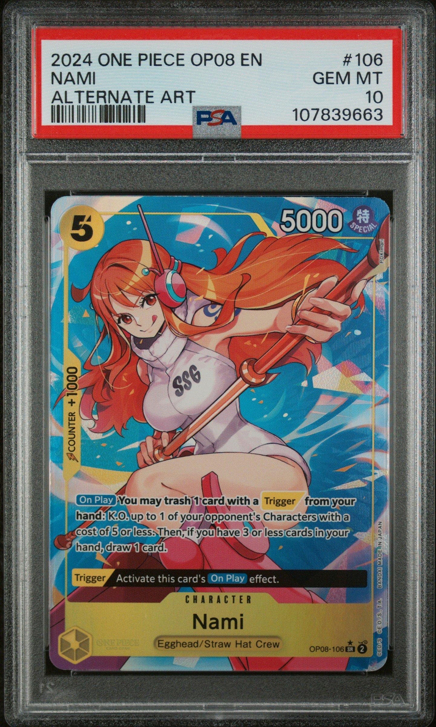2024 One Piece Op08-two Legends 106 Nami Alternate Art PSA 10