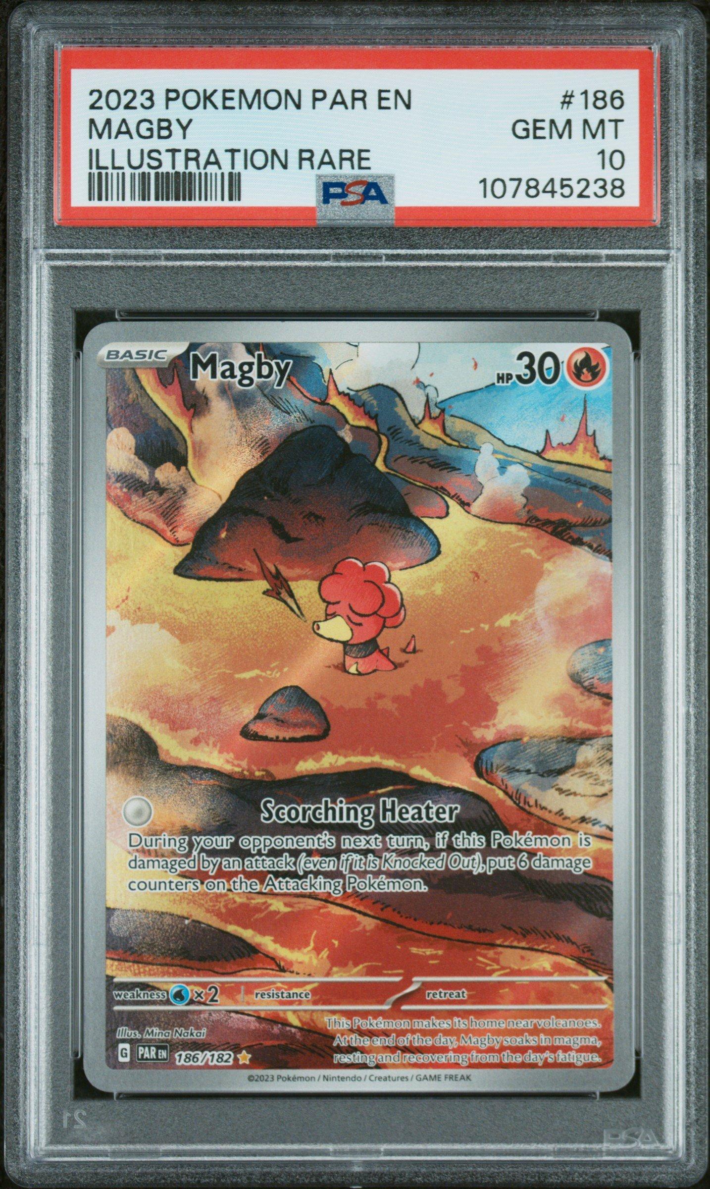 2023 Pokemon Par En-paradox Rift 186 Magby Illustration Rare PSA