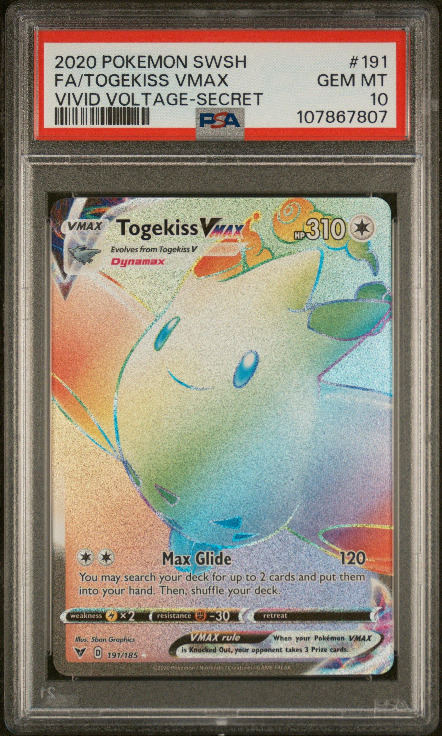 2020 Pokemon Sword & Shield Vivid Voltage 191 Full Art/togekiss Vmax Secret PSA 10