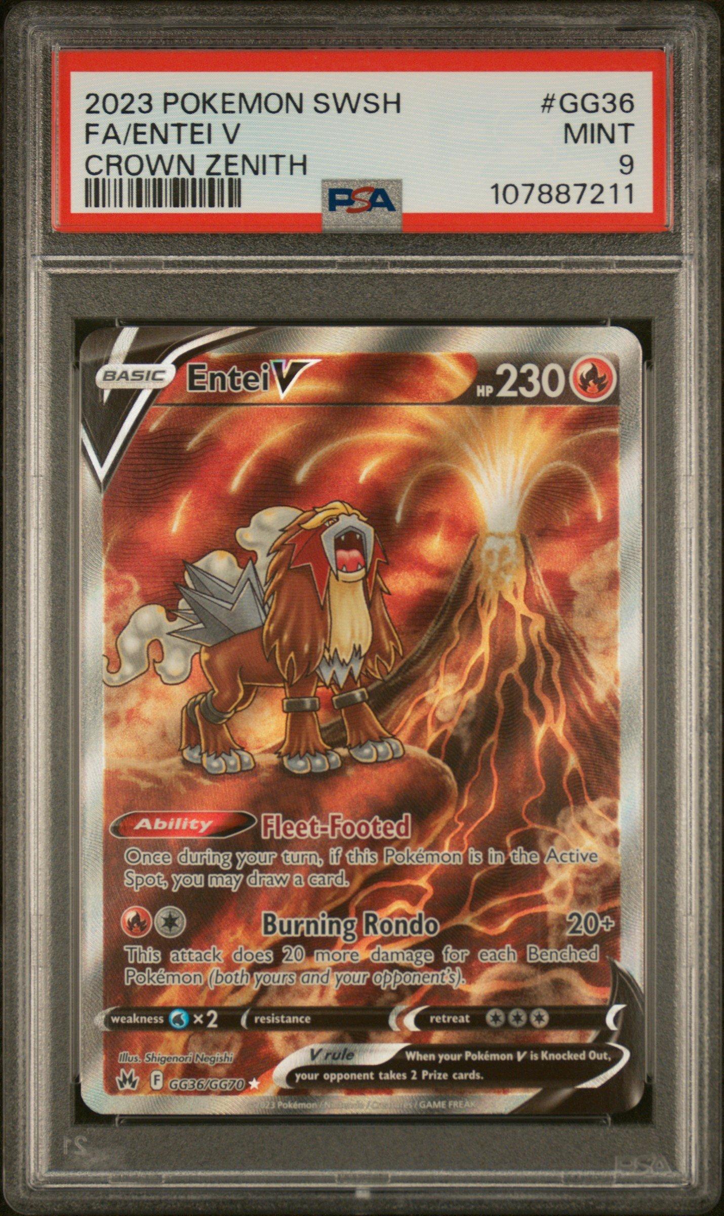 2023 Pokemon Sword And Shield Crown Zenith Gg36 Full Art/entei V PSA 9