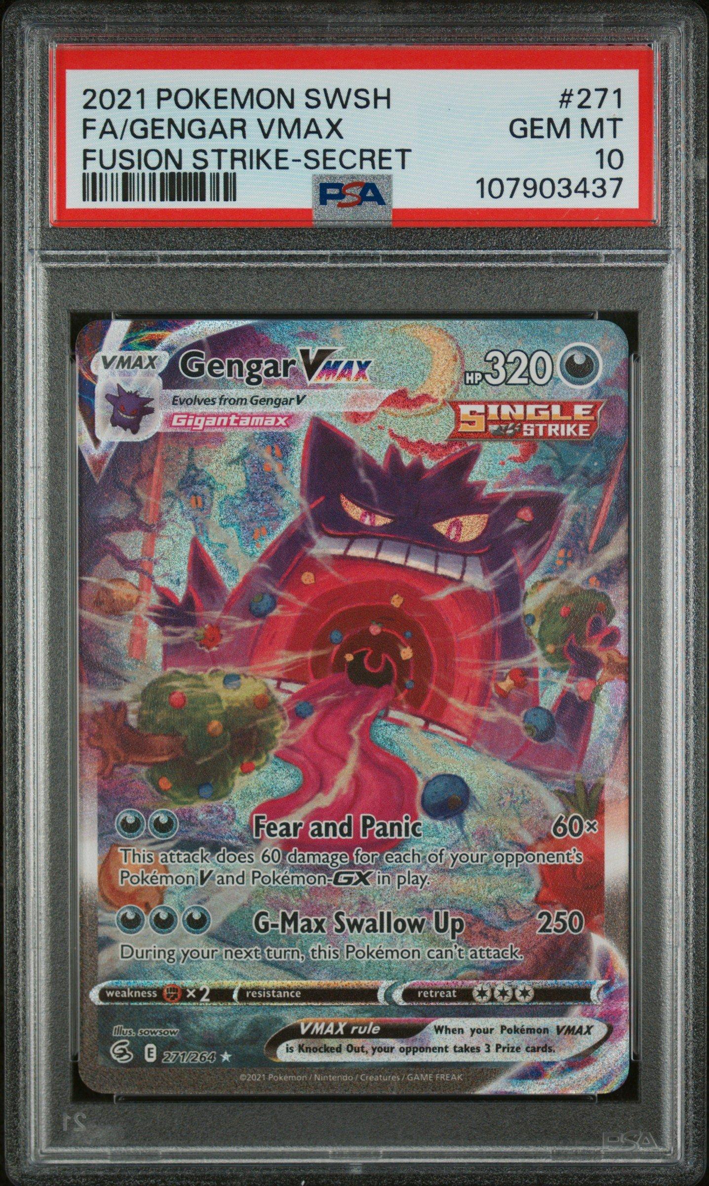 2021 Pokemon Sword & Shield Fusion Strike 271 Full Art/gengar Vmax