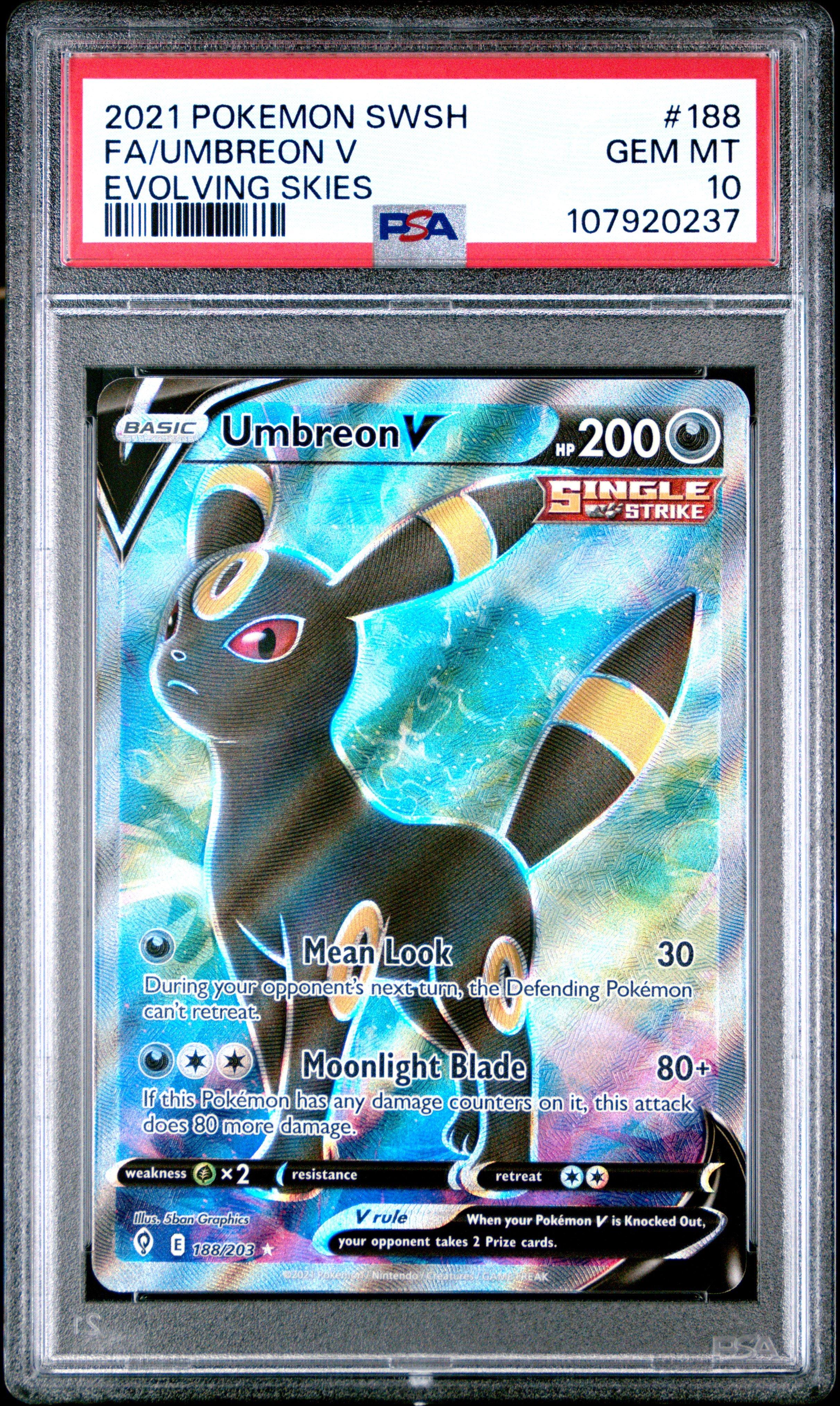 2021 Pokemon Sword & Shield Evolving Skies 188 Full Art/umbreon V