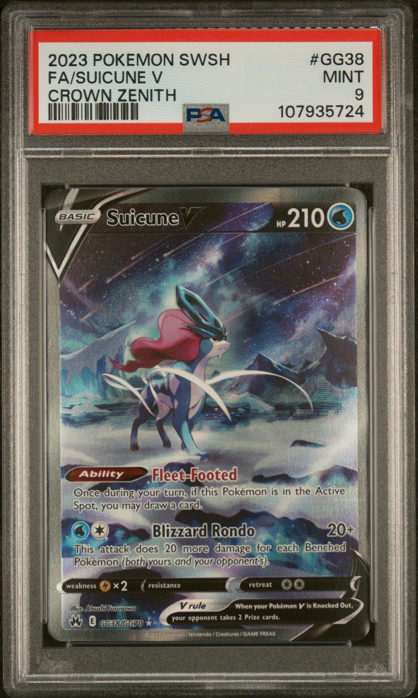2023 Pokemon Sword And Shield Crown Zenith Gg38 Full Art/suicune V