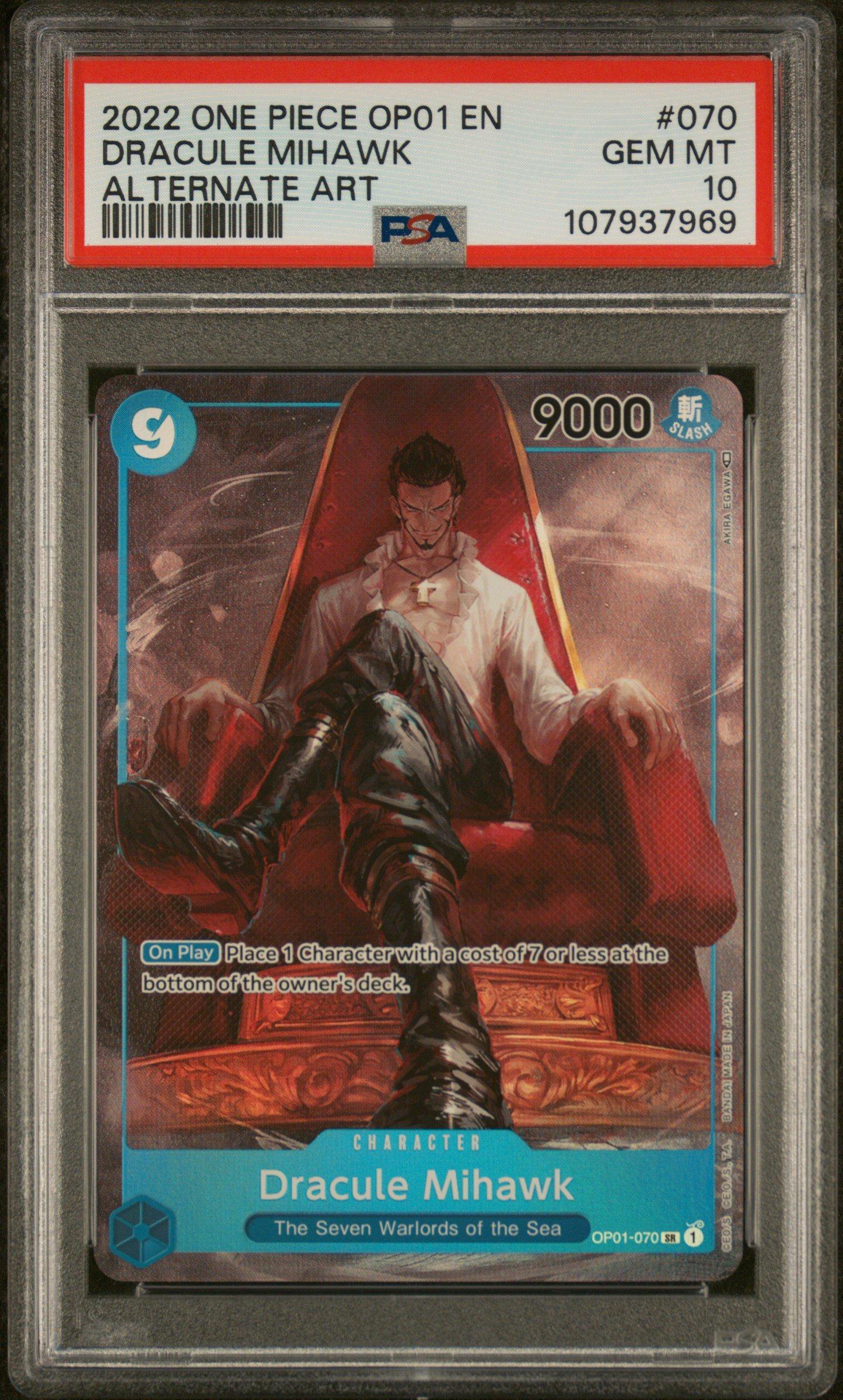 2022 One Piece Op01-romance Dawn 070 Dracule Mihawk Alternate Art PSA 10