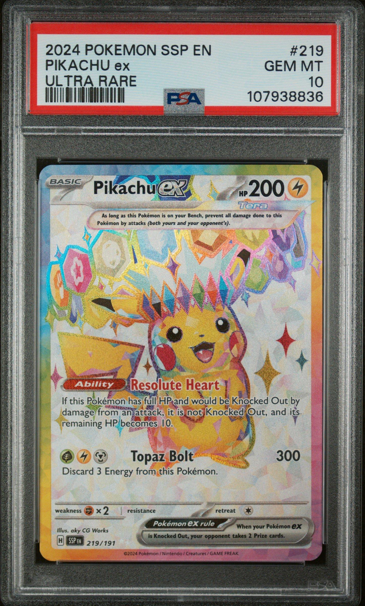 2024 Pokemon Ssp En-surging Sparks 219 Pikachu Ex Ultra Rare PSA