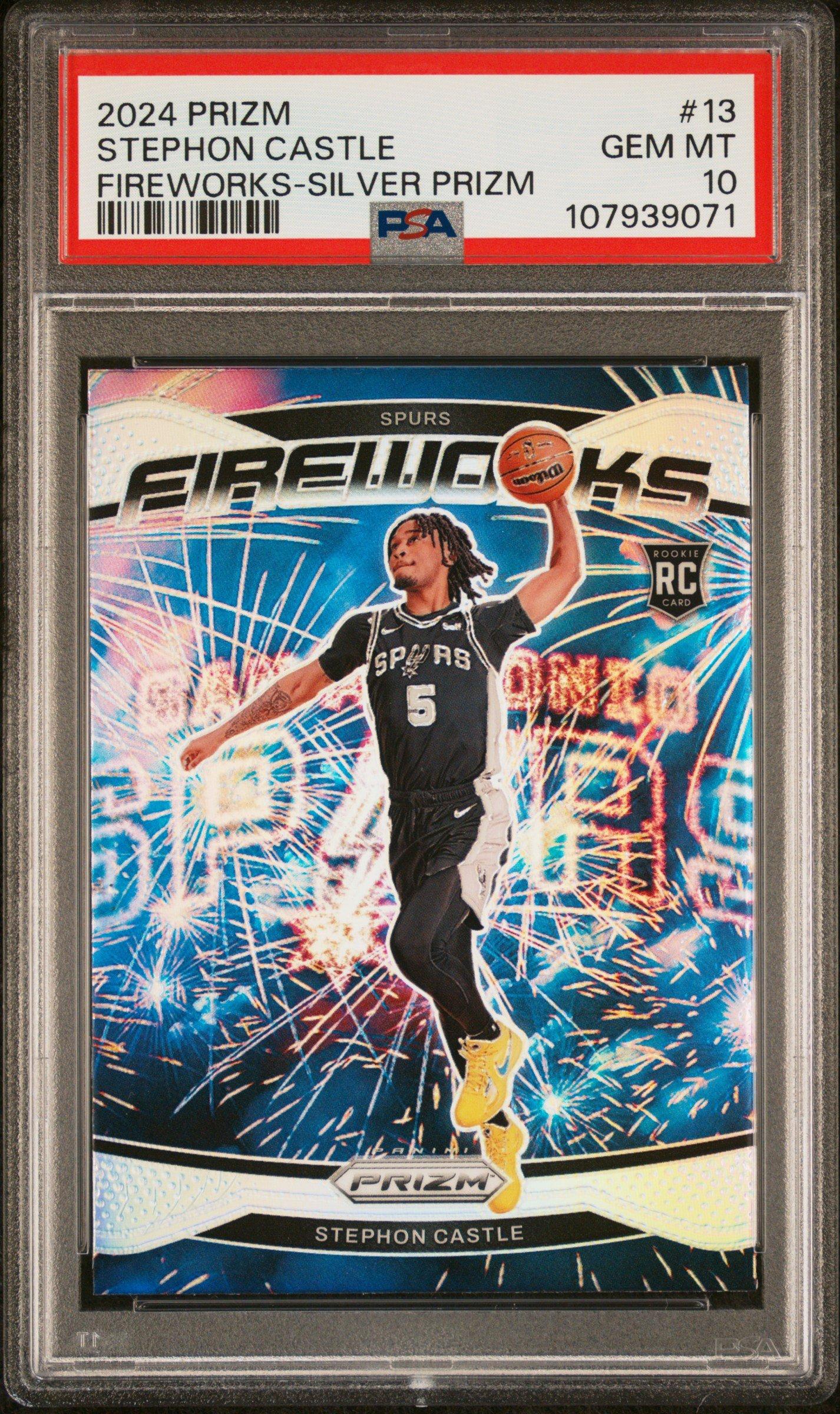 2024 Panini Prizm Fireworks 13 Stephon Castle Silver Prizm PSA 10