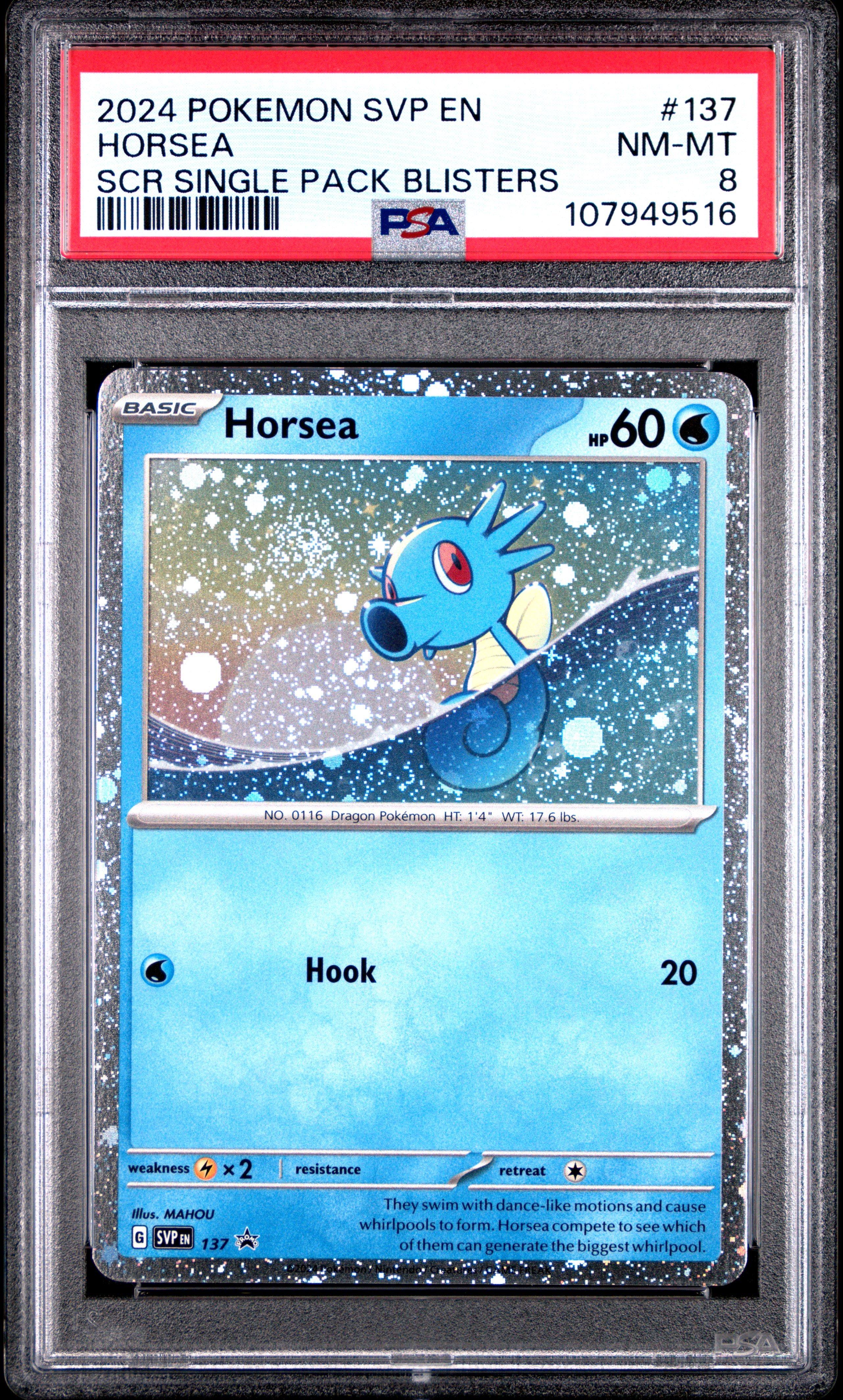 2024 Pokemon Svp En-sv Black Star Promo 137 Horsea Stellar Crown Single Pack Blisters PSA 8