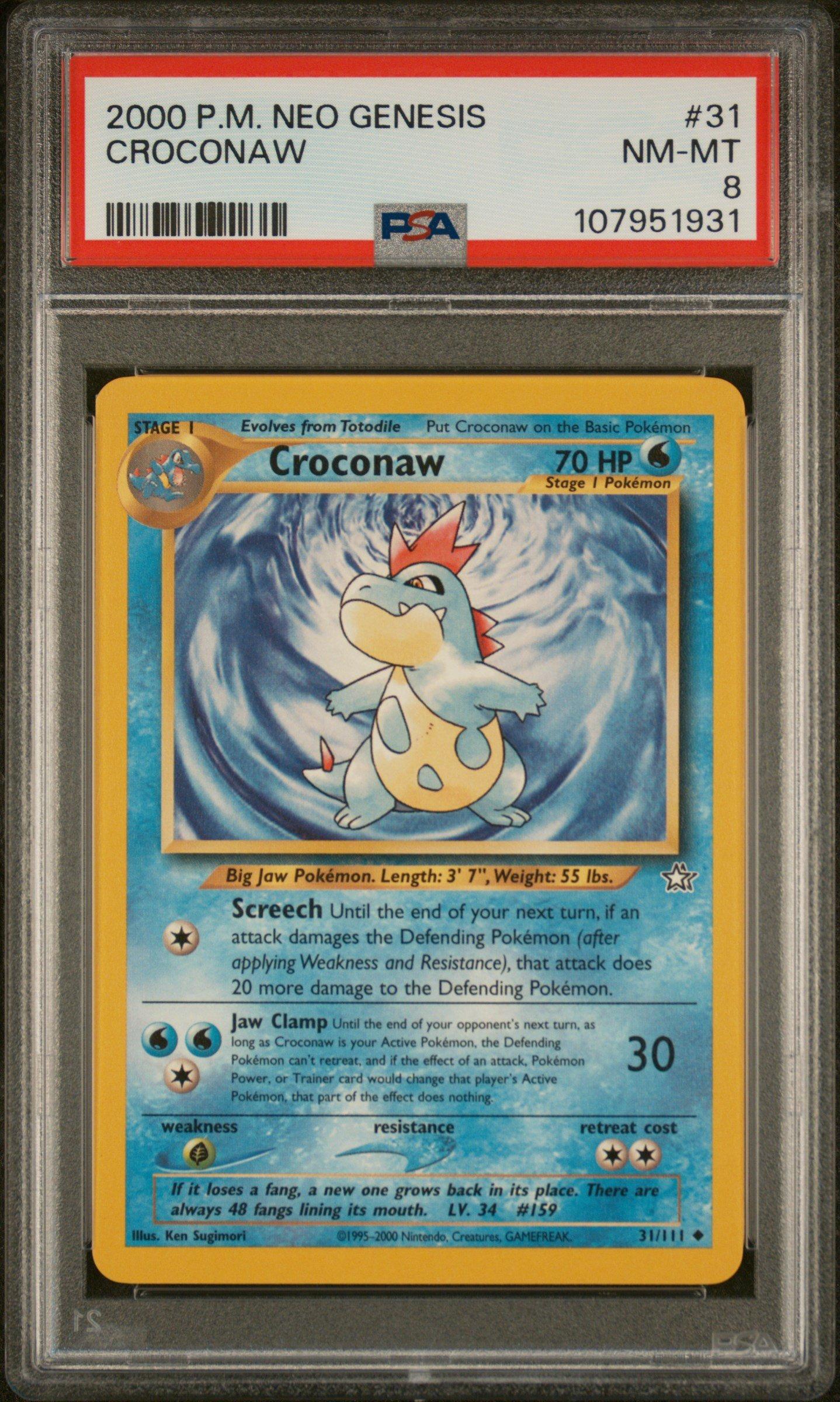 2000 Pokemon Neo Genesis 31 Croconaw PSA 8