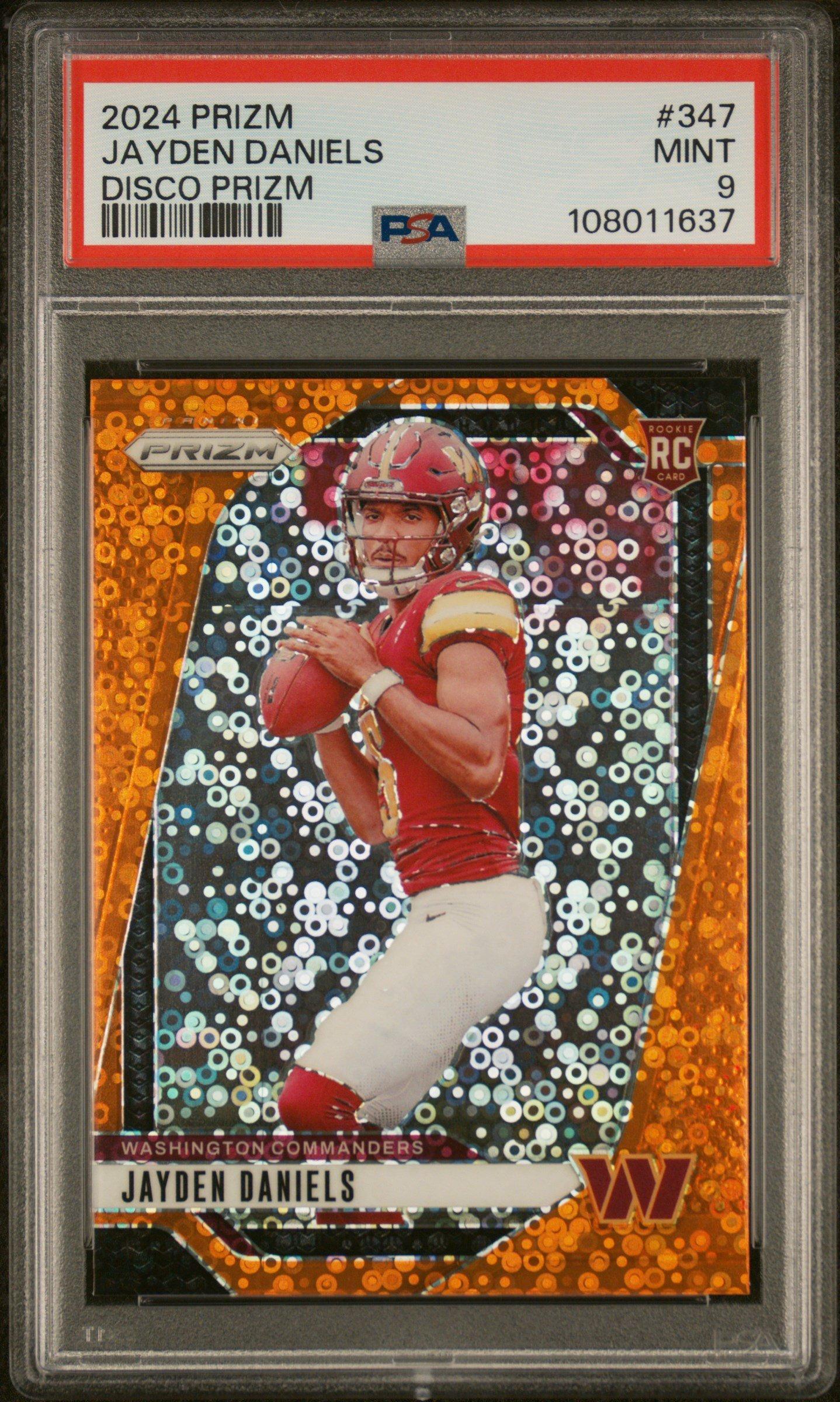 2024 Panini Prizm 347 Jayden Daniels Disco Prizm PSA