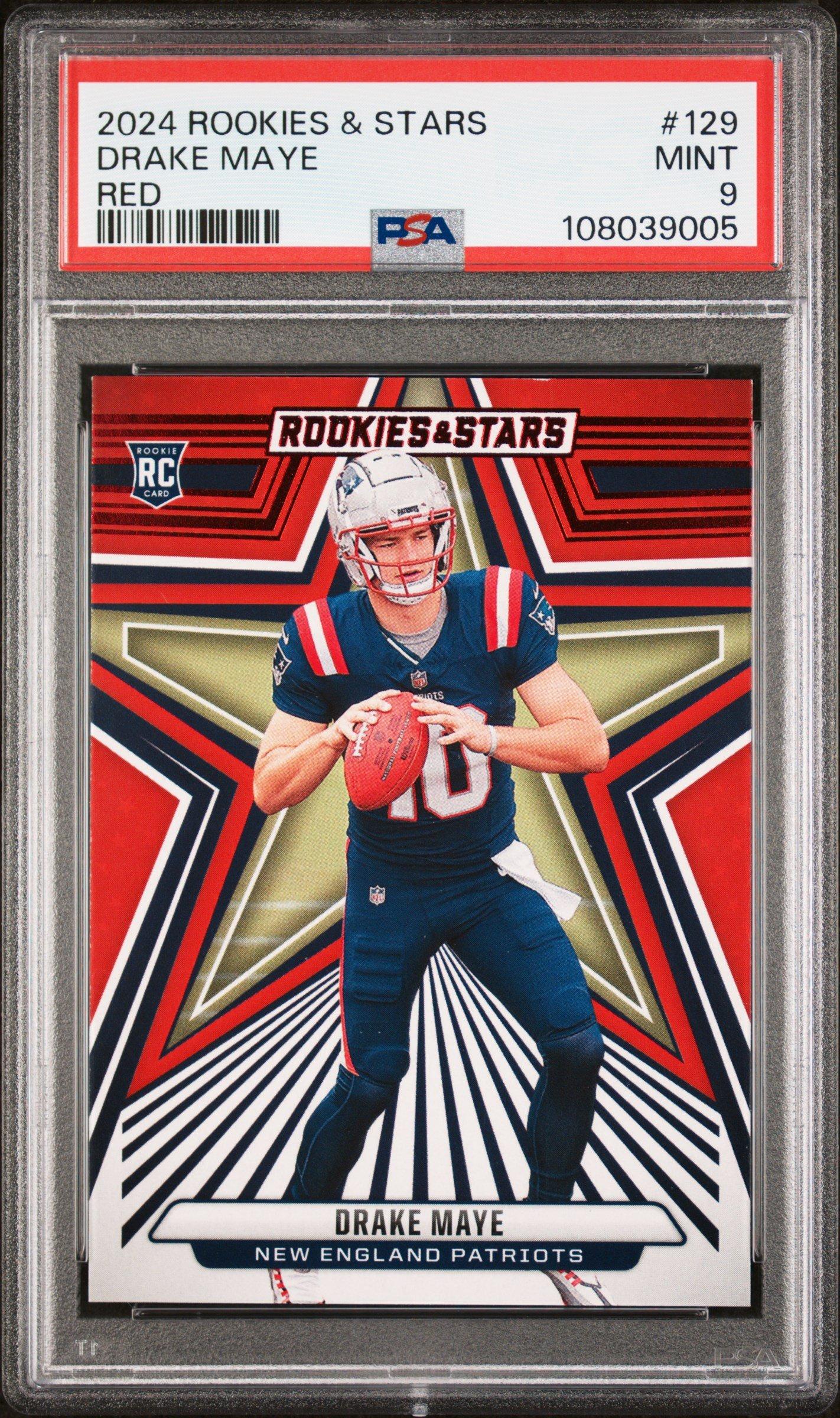 2024 Panini Rookies & Stars 129 Drake Maye Red PSA 9