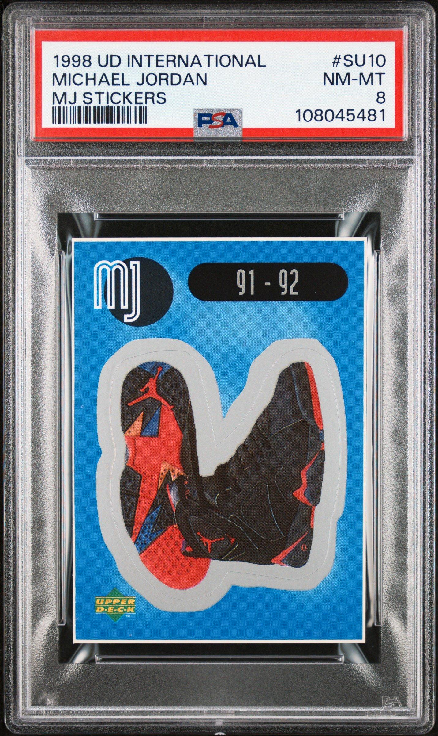 1998 Upper Deck International Mj Stickers Su10 Michael Jordan PSA 8