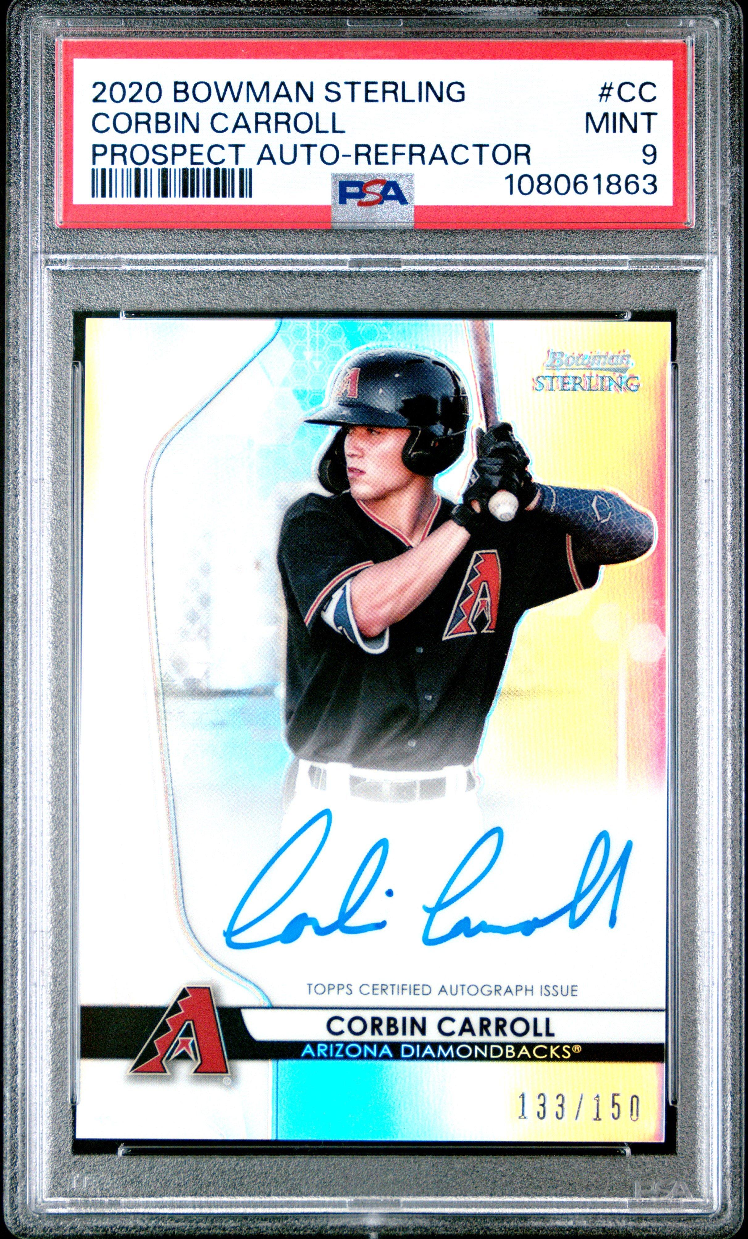 2020 Bowman Sterling Prospect Autographs Cc Corbin Carroll Refractor PSA 9