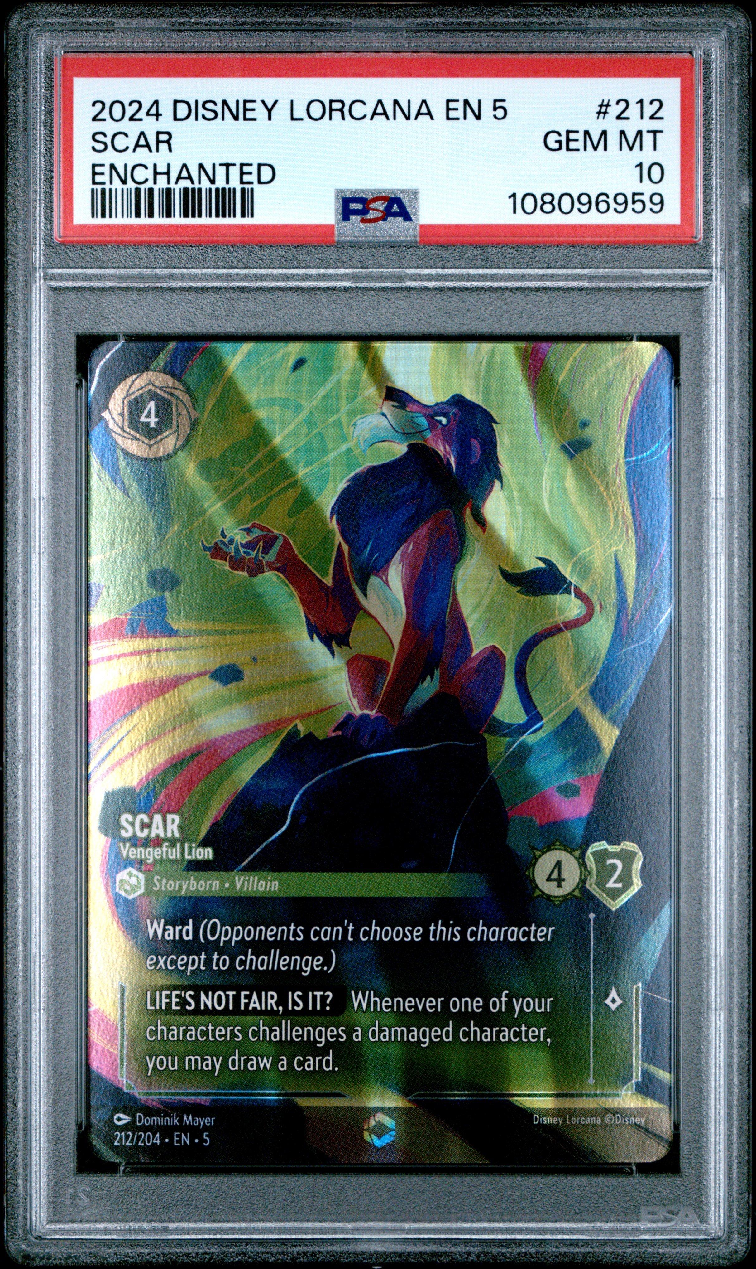 2024 Disney Lorcana En 5-shimmering Skies 212 Scar - Vengeful Lion  Enchanted PSA 10 Graded Card | GameStop
