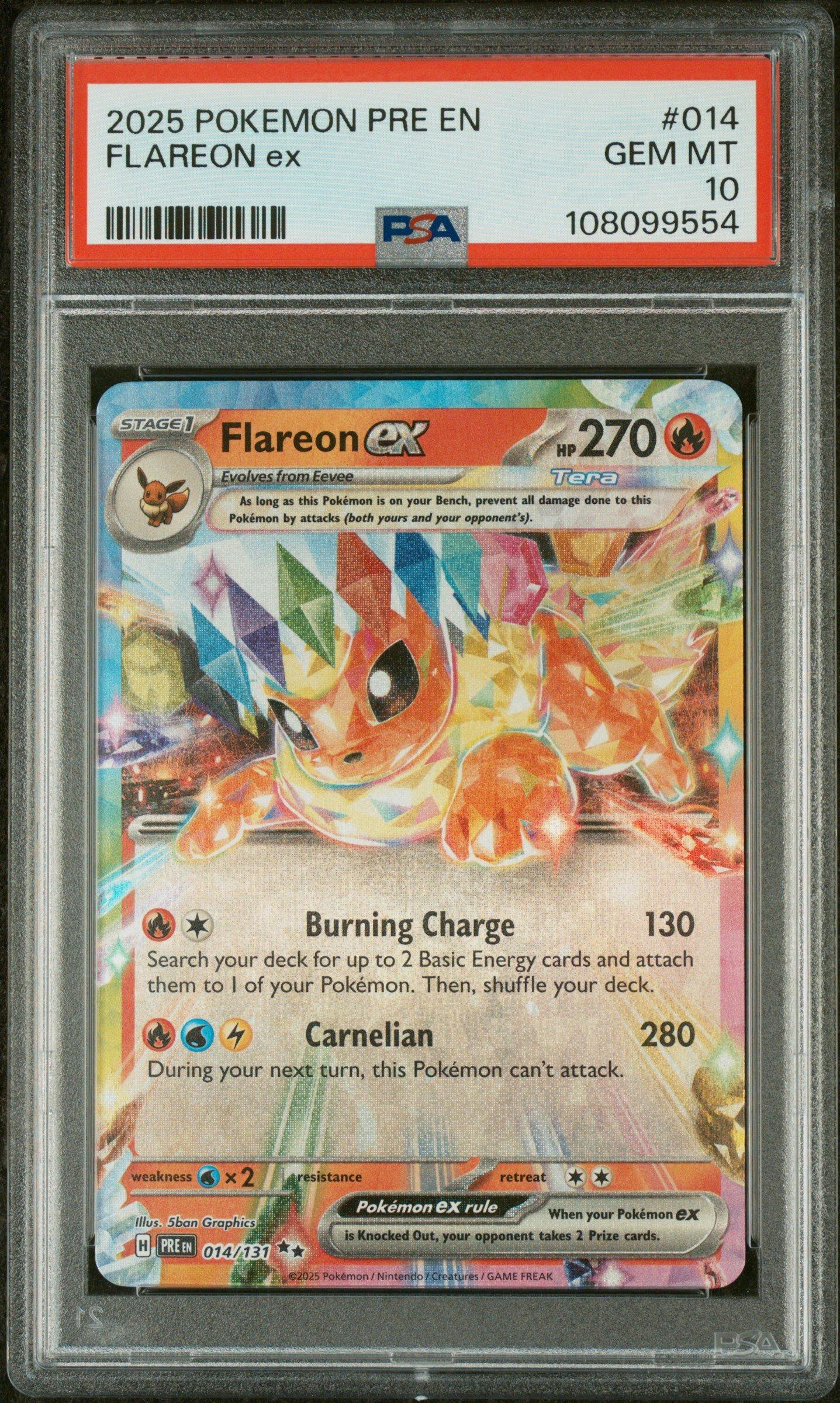 2025 Pokemon Pre En-prismatic Evolutions 014 Flareon Ex PSA