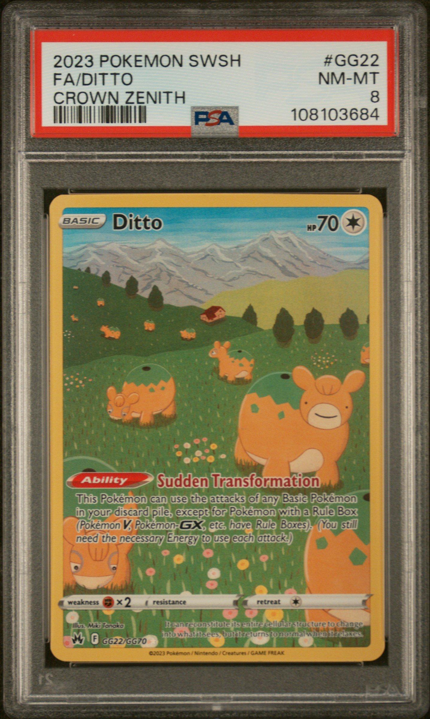 2023 Pokemon Sword And Shield Crown Zenith Gg22 Full Art/ditto PSA
