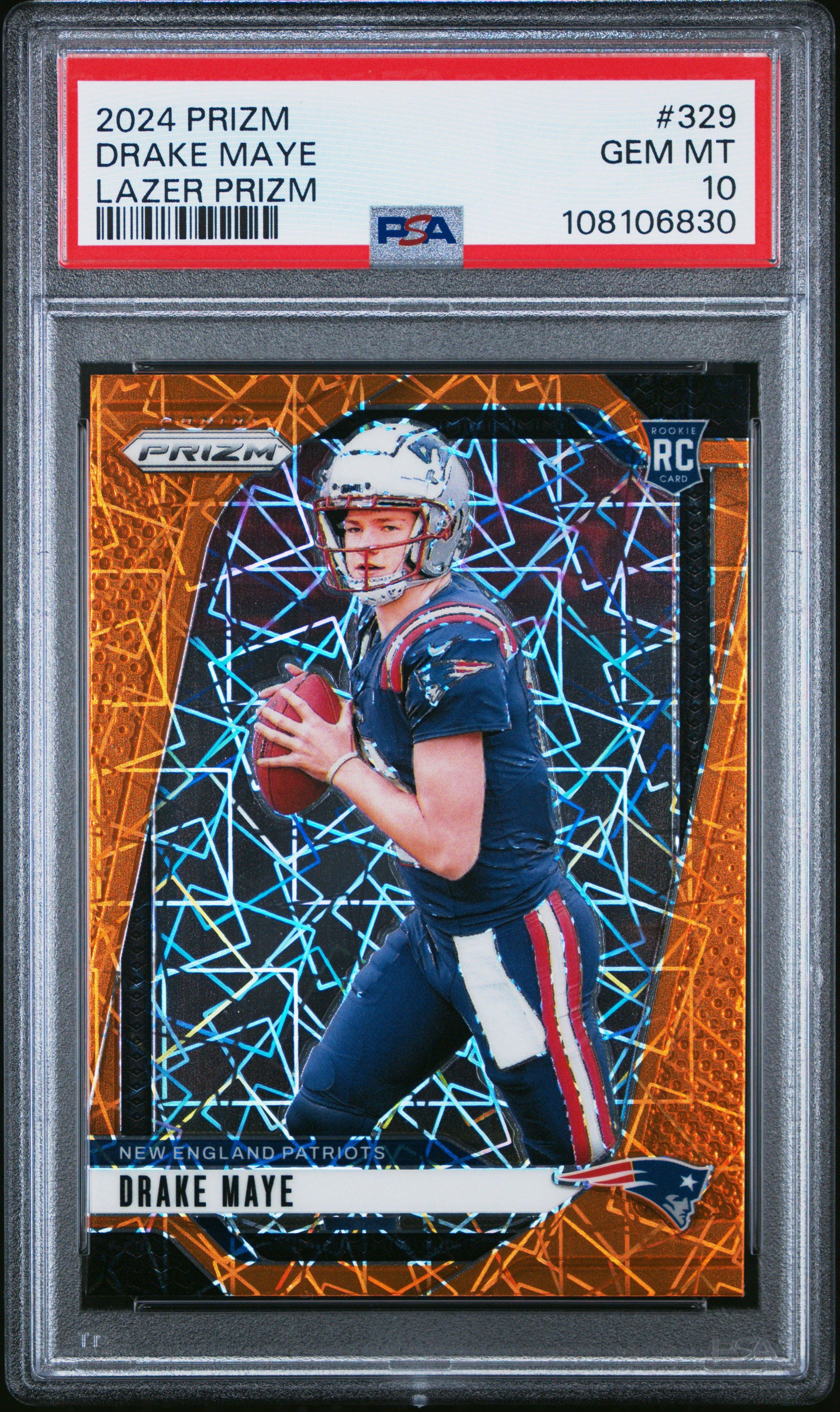 2024 Panini Prizm 329 Drake Maye Lazer Prizm PSA