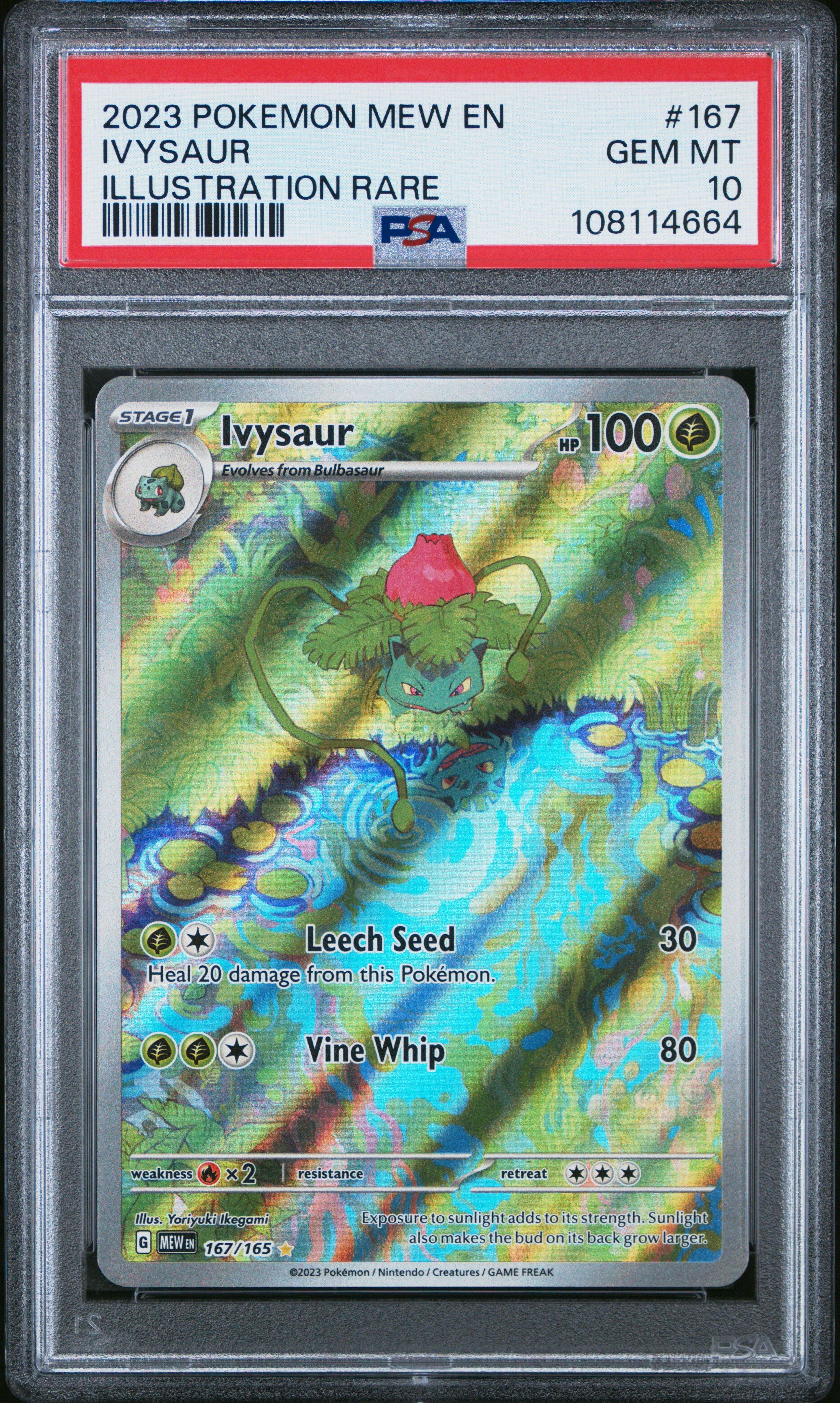 2023 Pokemon Mew En-151 167 Ivysaur Illustration Rare PSA 10