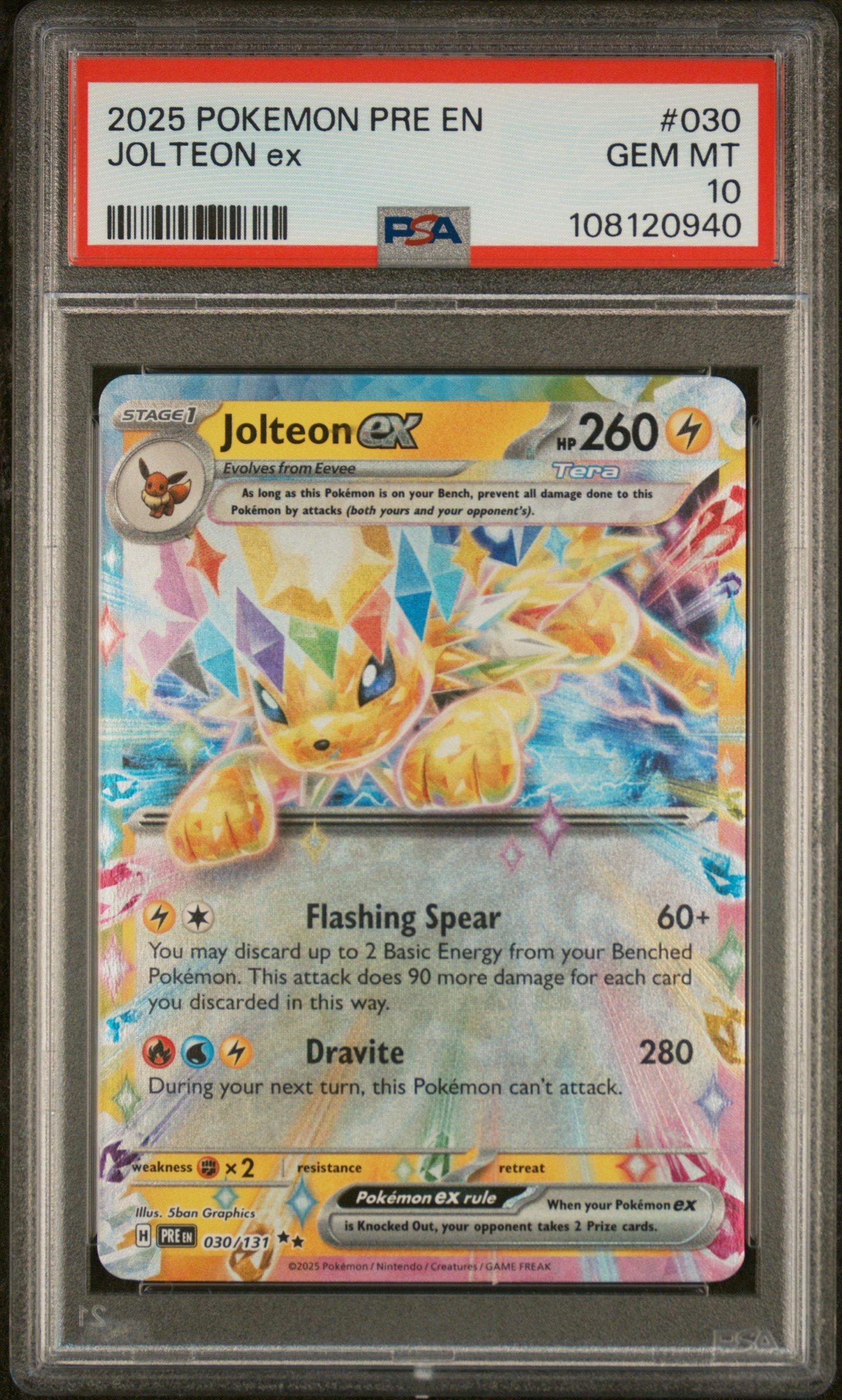 2025 Pokemon Pre En-prismatic Evolutions 030 Jolteon Ex PSA 10