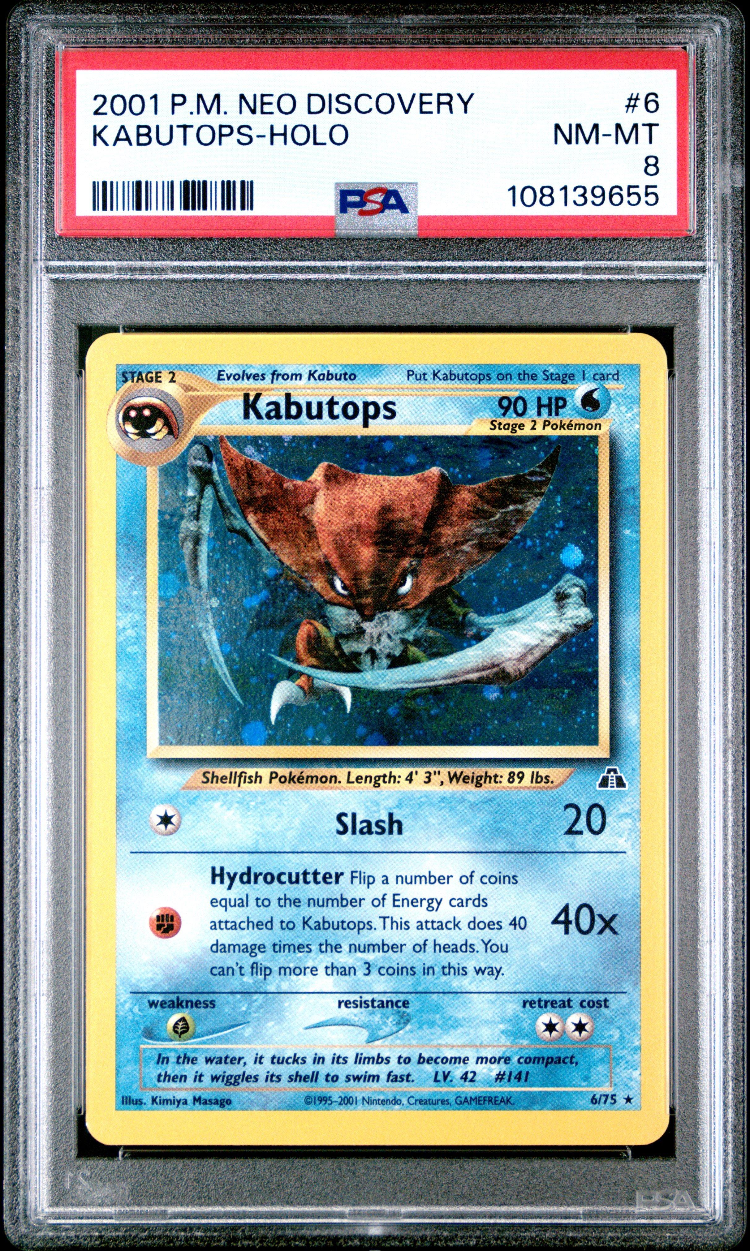 2001 Pokemon Neo Discovery 6 Kabutops-holo PSA 8