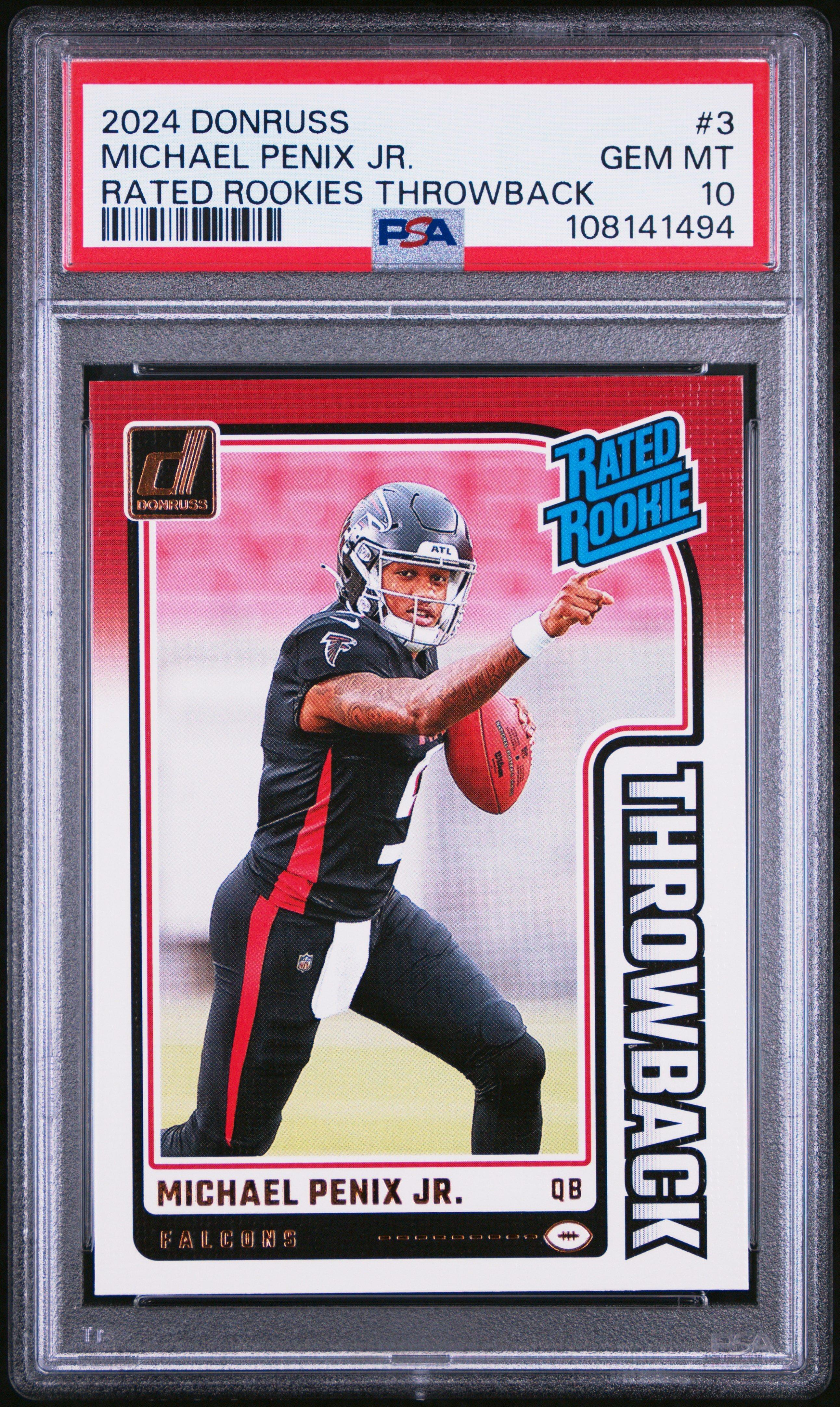 2024 Panini Donruss Rated Rookies Throwback 3 Michael Penix Jr. PSA 10