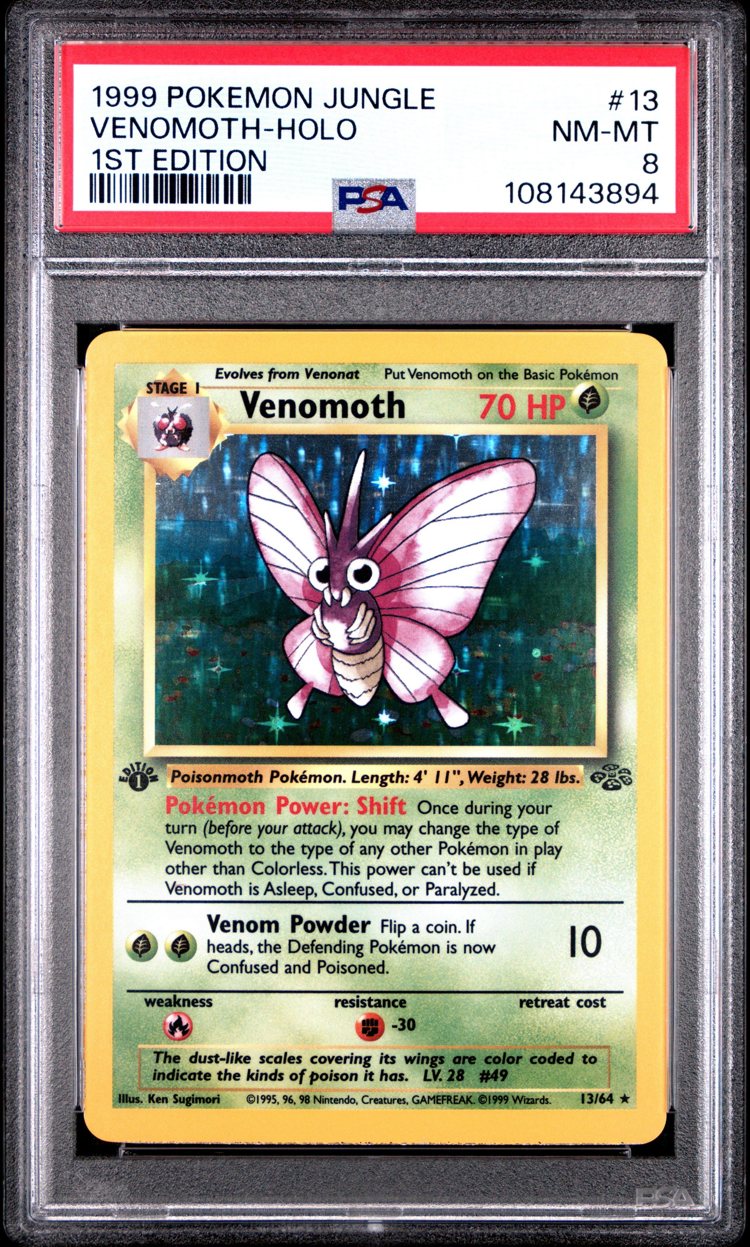 1999 Pokemon Jungle 13 Venomoth-holo 1st Edition PSA 8