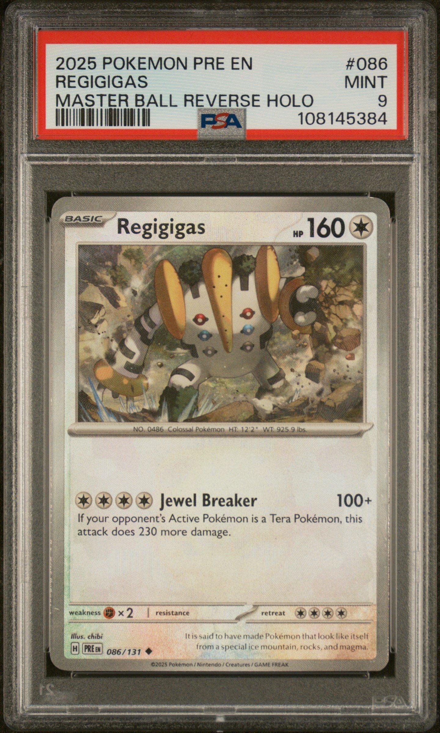 2025 Pokemon Pre En-prismatic Evolutions 086 Regigigas Master Ball