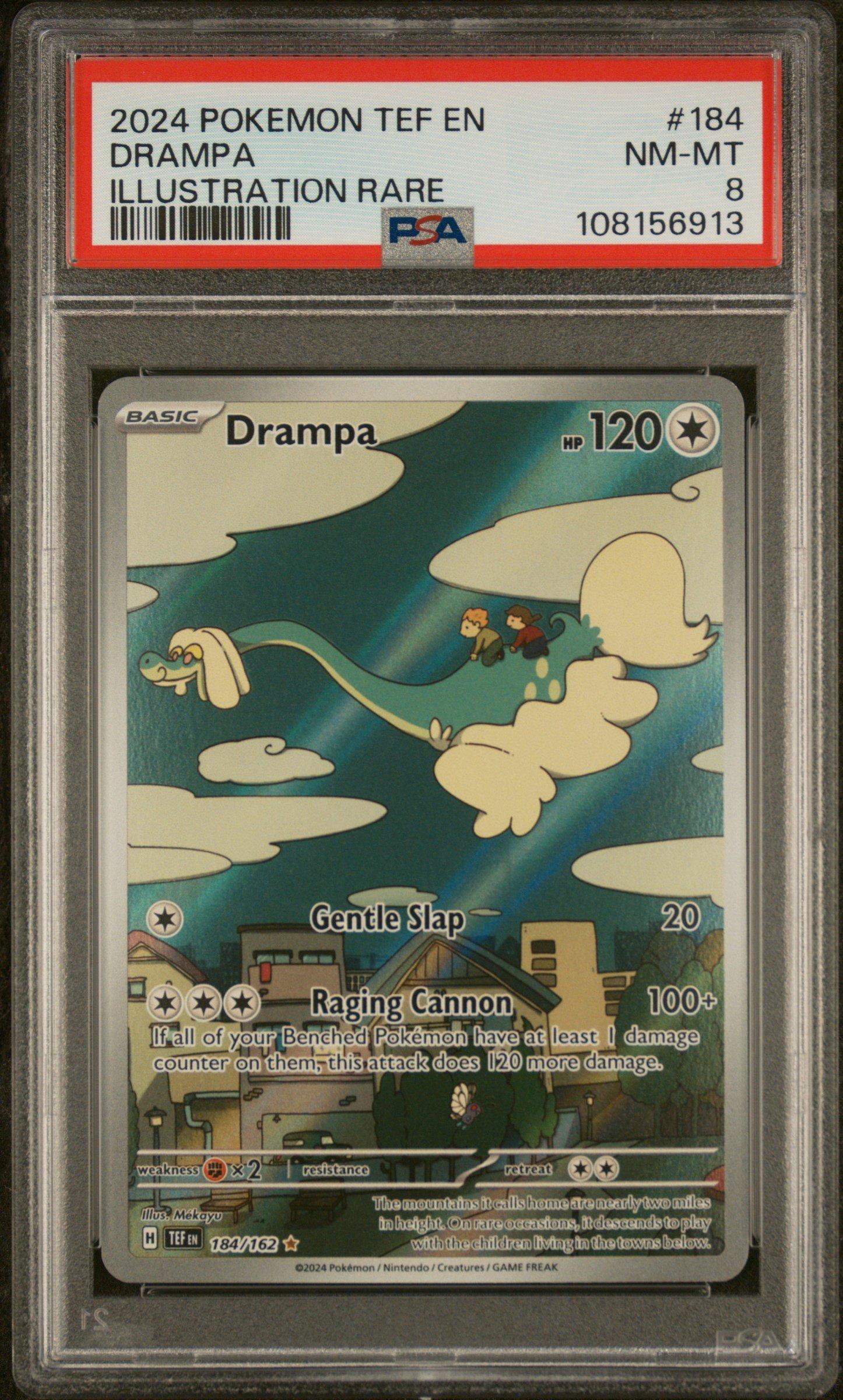 tarif card tahograf rar 2024 2024 Pokemon Tef En-temporal Forces 184 Drampa Illustration Rare PSA 8  Graded Card