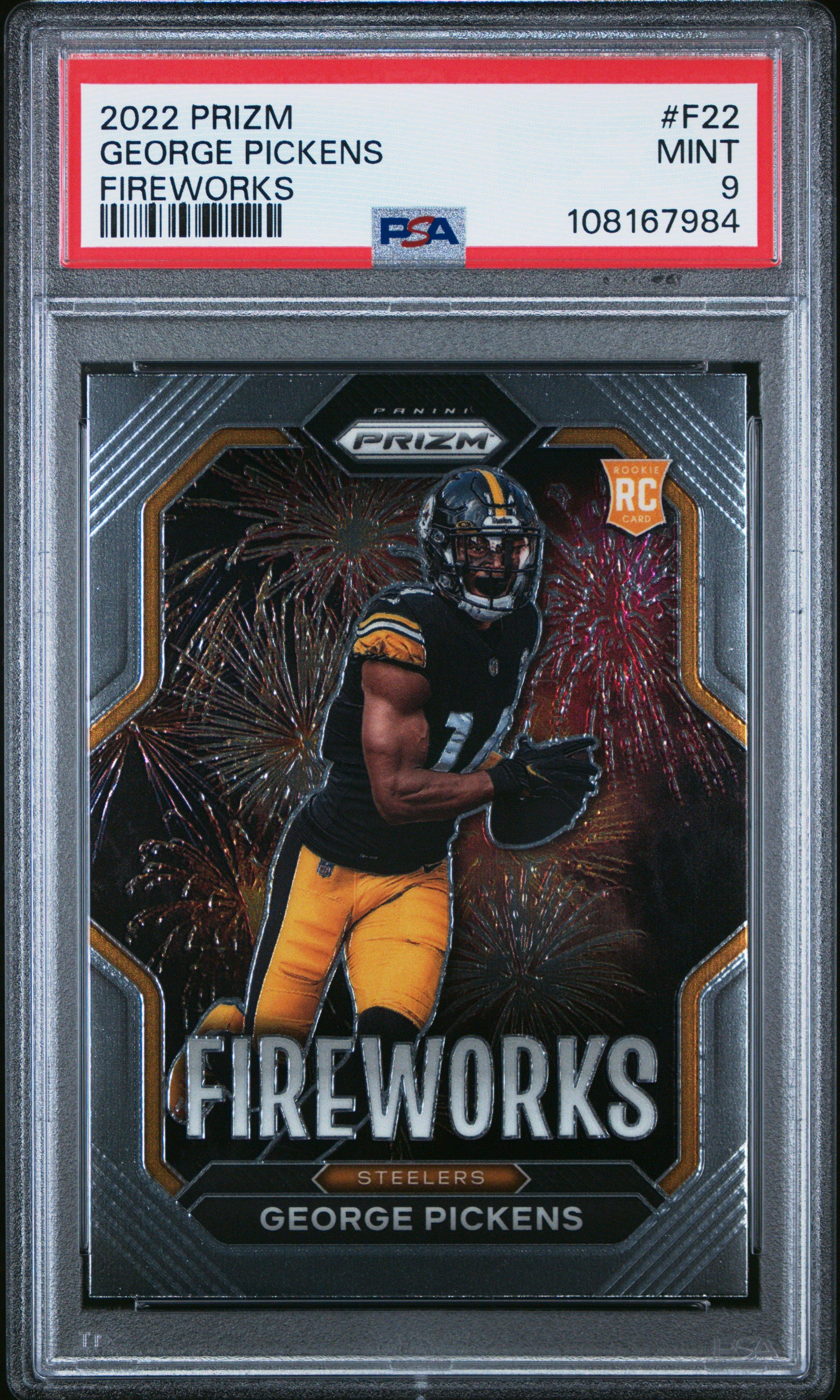 2022 Panini Prizm Fireworks F22 George Pickens PSA 9