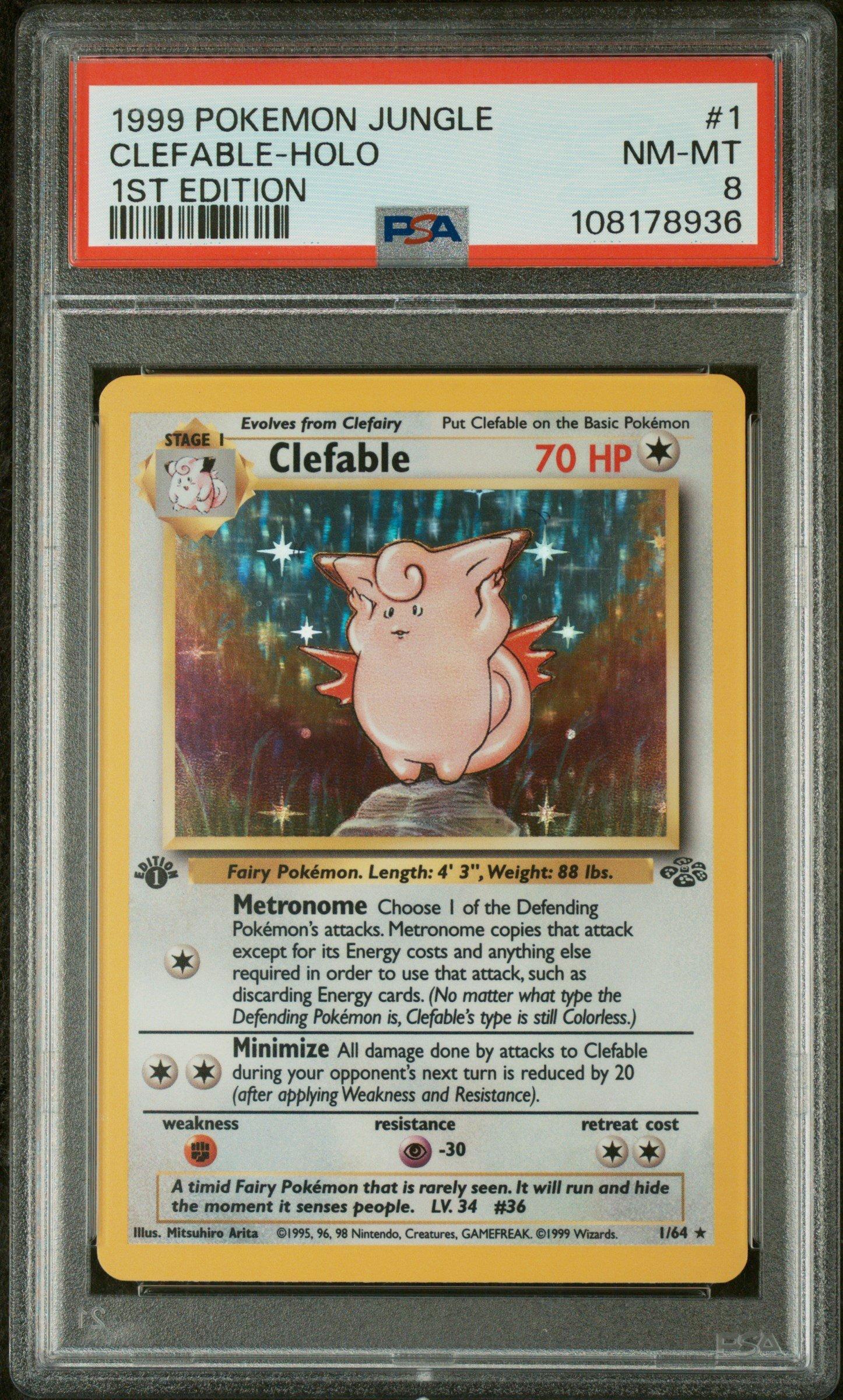 1999 Pokemon Jungle 1 Clefable-holo 1st Edition PSA