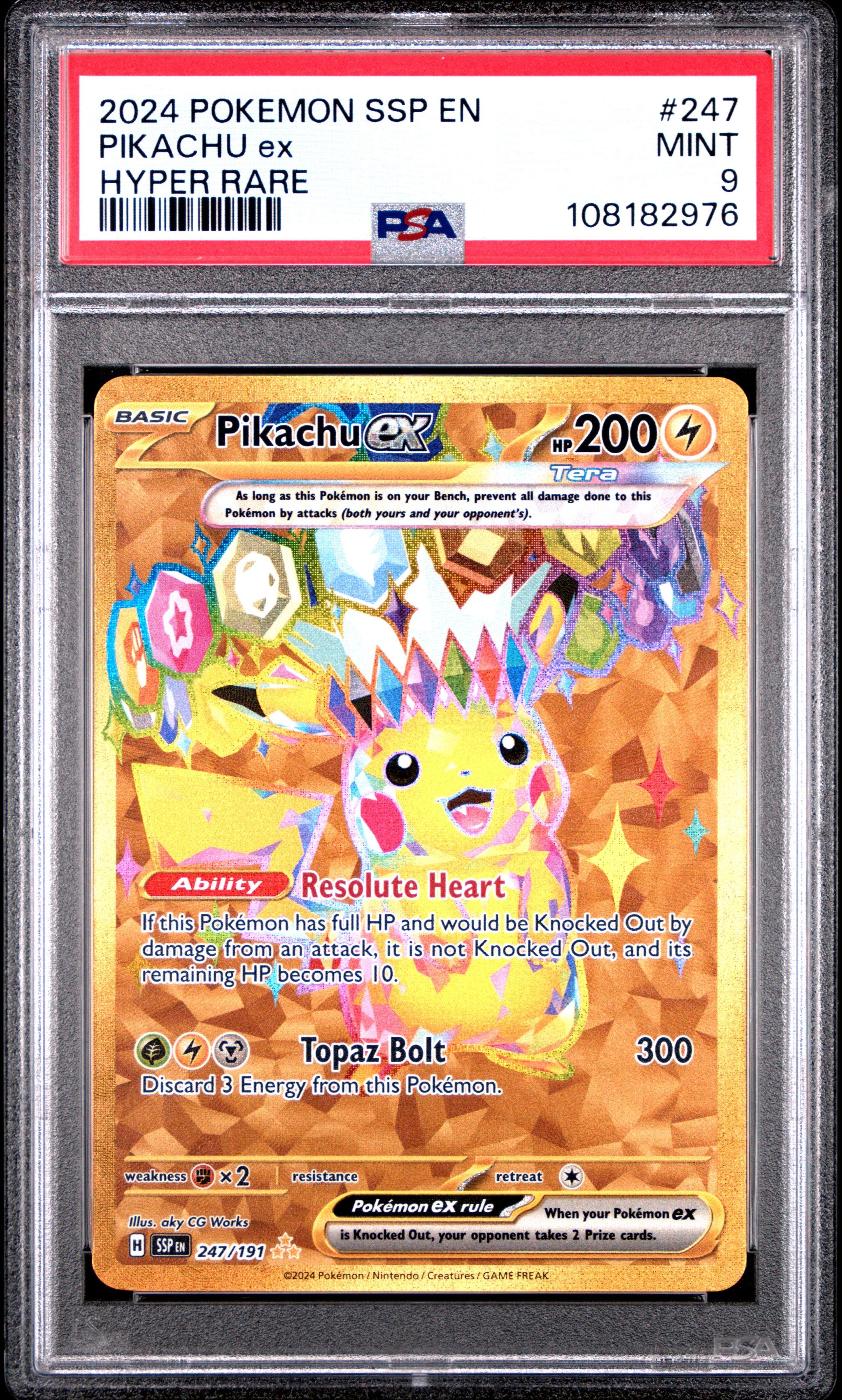 2024 Pokemon Ssp En-surging Sparks 247 Pikachu Ex Hyper Rare PSA 9