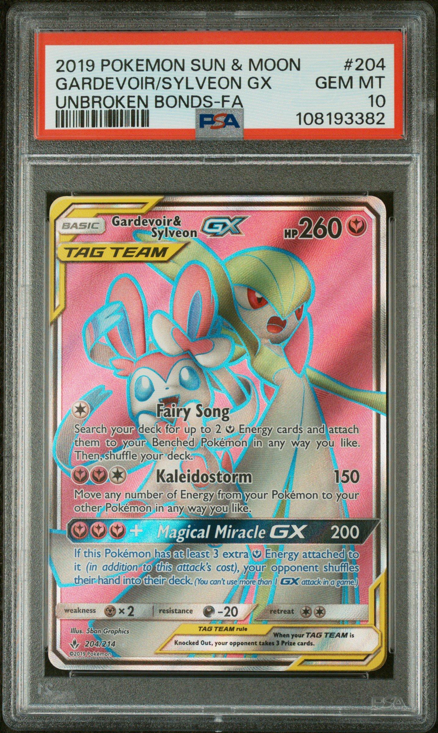 2019 Pokemon Sun & Moon Unbroken Bonds Full Art/gardevoir & Sylveon Gx PSA