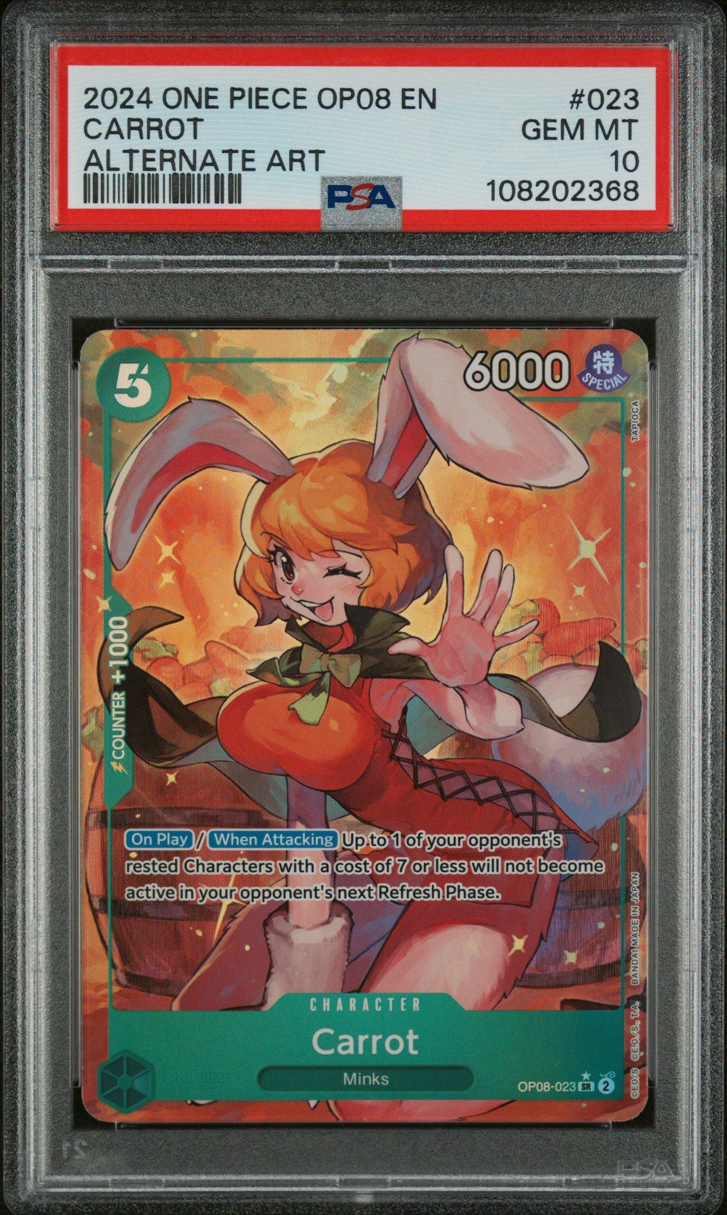 2024 One Piece Op08-two Legends 023 Carrot Alternate Art PSA 10