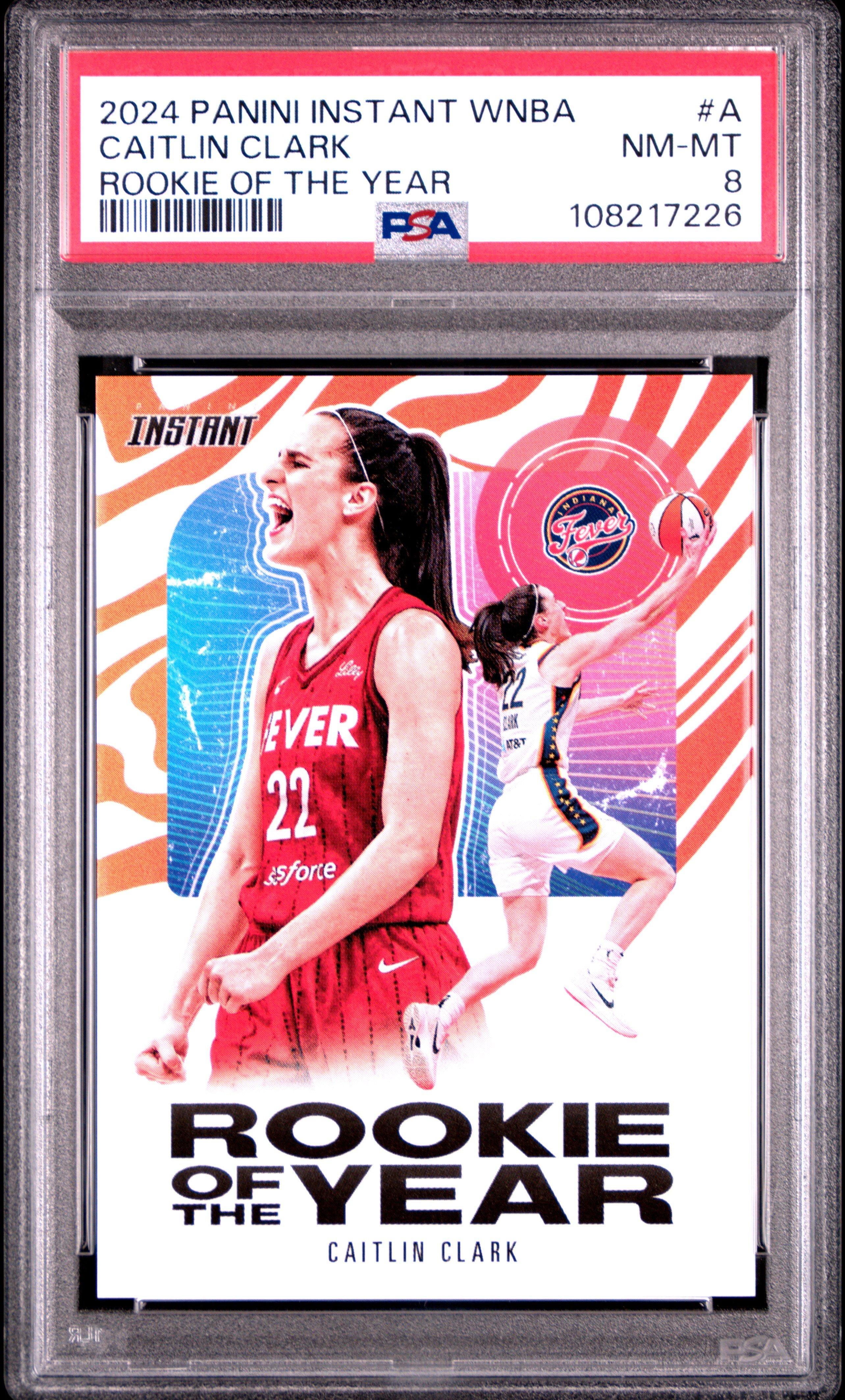 caitlin clark graded rookie card 2024 Panini Instant Wnba Rookie Of The Year A Caitlin Clark PSA 8 Graded  Card