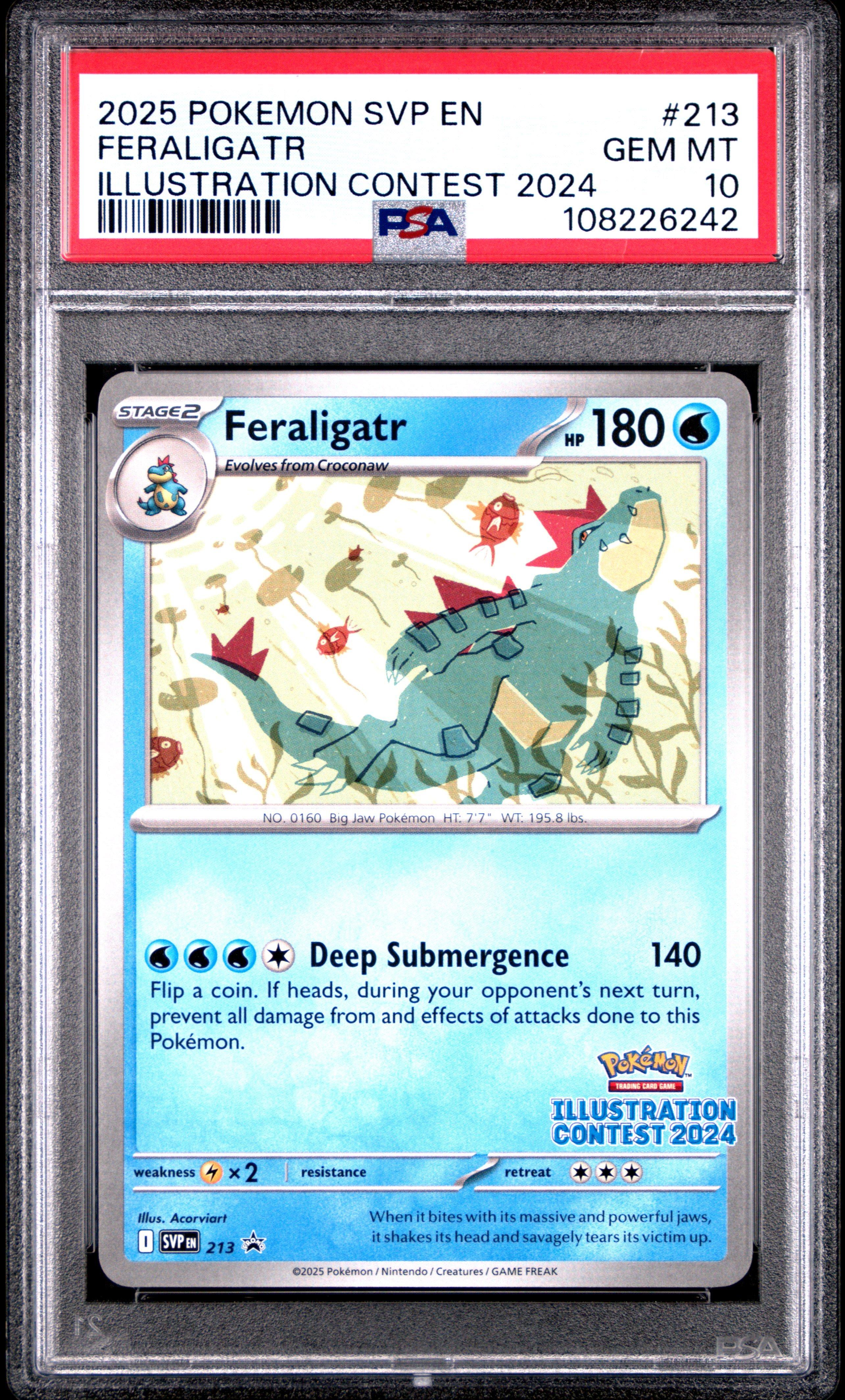 2025 Pokemon Svp En-sv Black Star Promo 213 Feraligatr Illustration Contest 2024 PSA