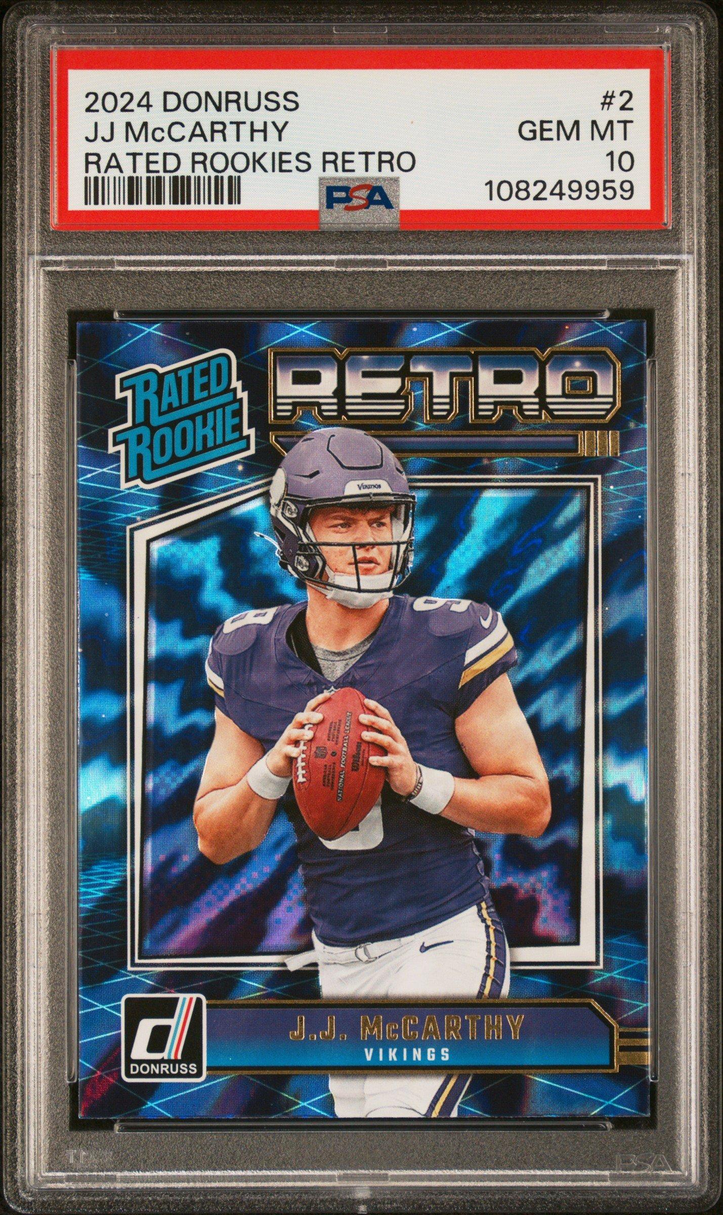2024 Panini Donruss Rated Rookies Retro 2 Jj Mccarthy PSA