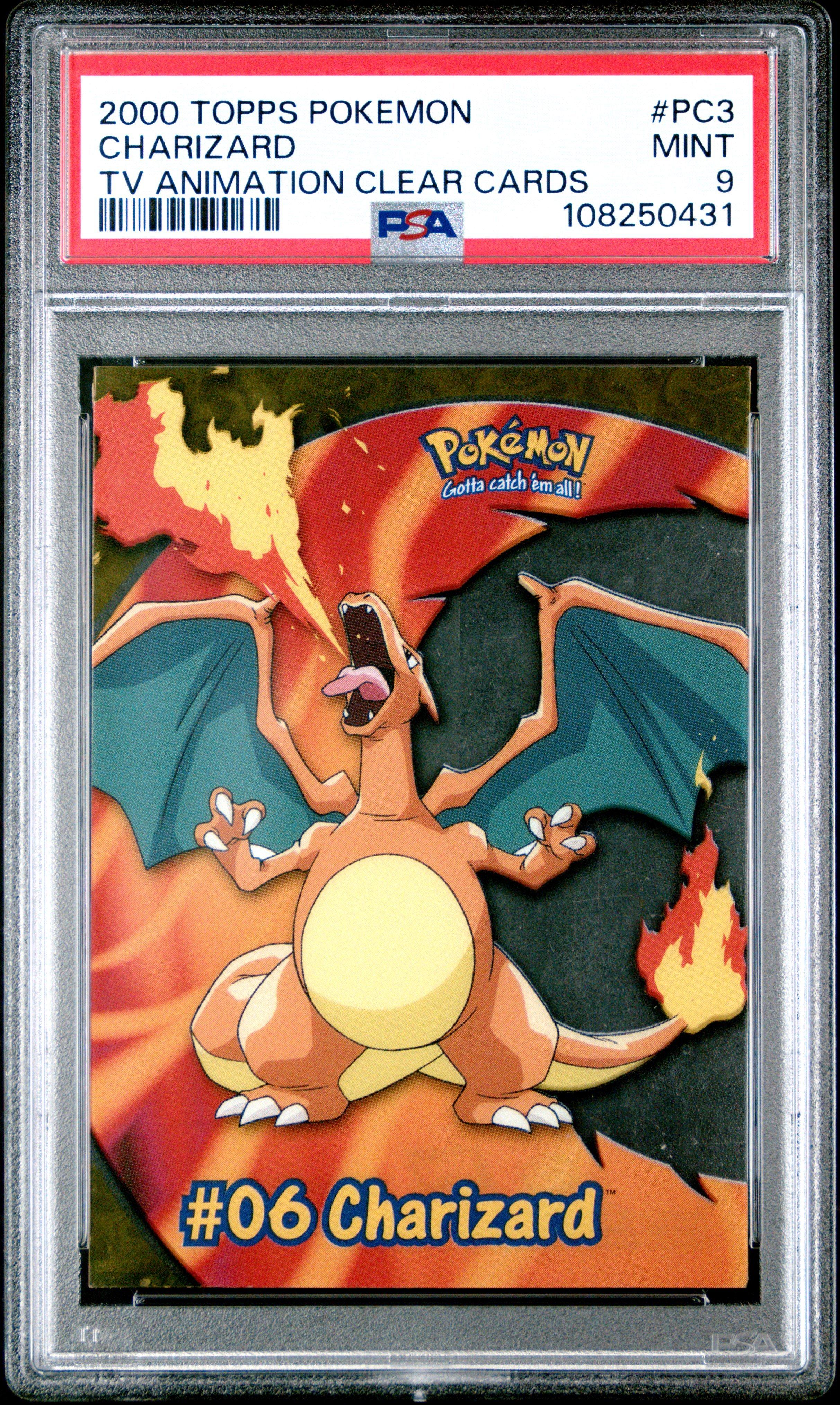2000 Topps Pokemon Tv Animation Clear Cards Pc3 Charizard PSA