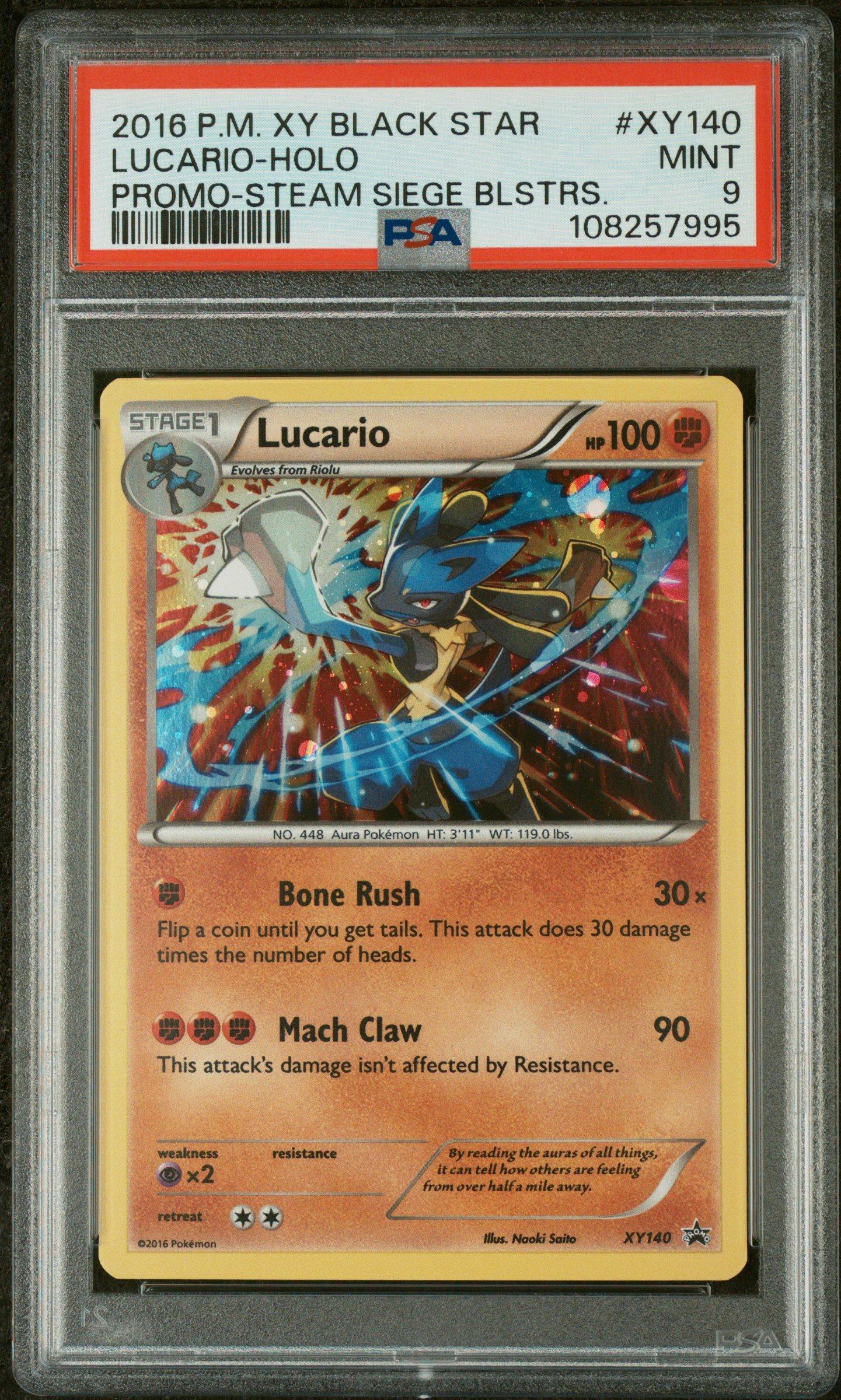 2016 Pokemon Xy Black Star Promo Xy140 Lucario-holo Steam Siege Blisters PSA