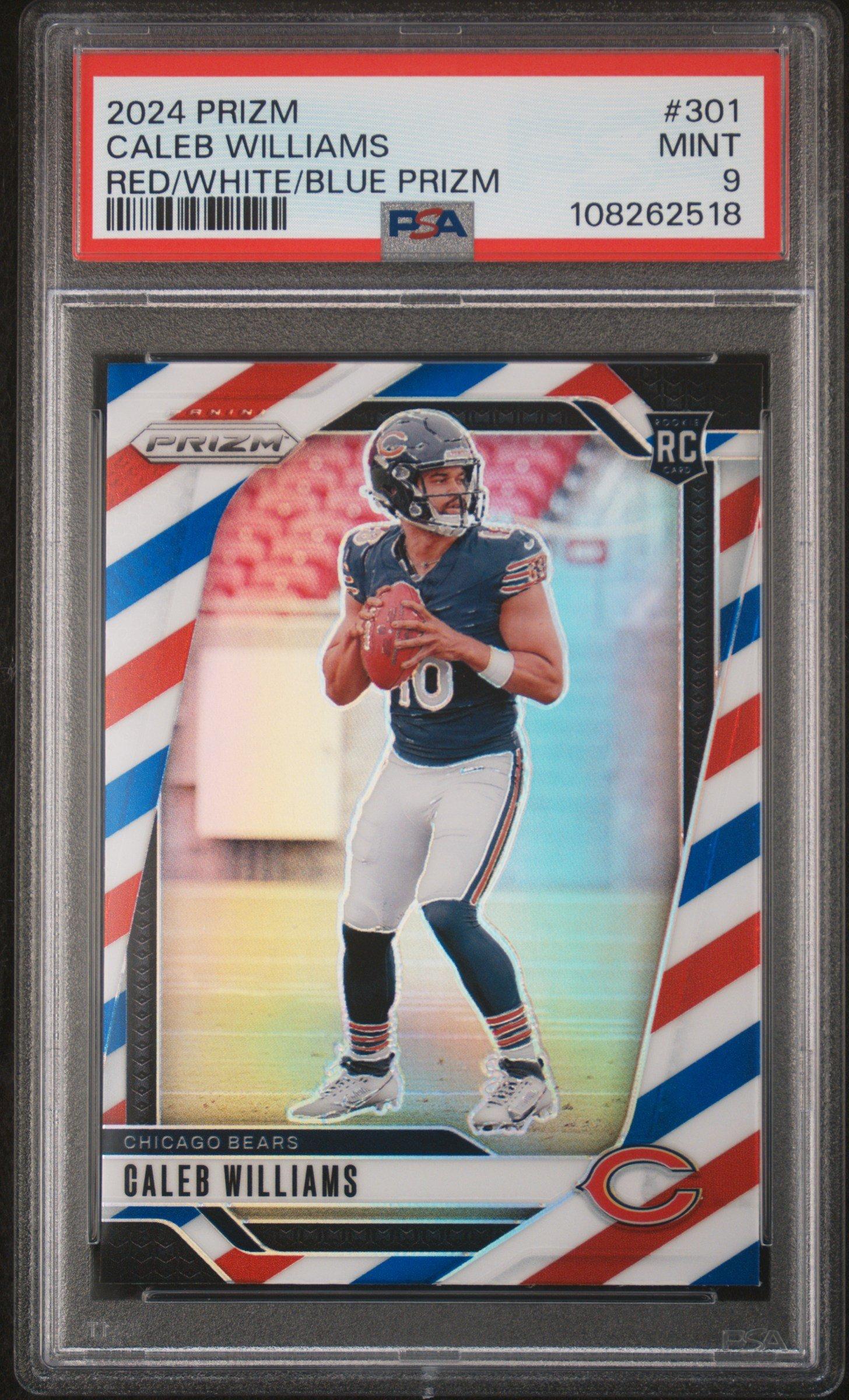 2024 Panini Prizm 301 Caleb Williams Red/white/blue Prizm PSA 9