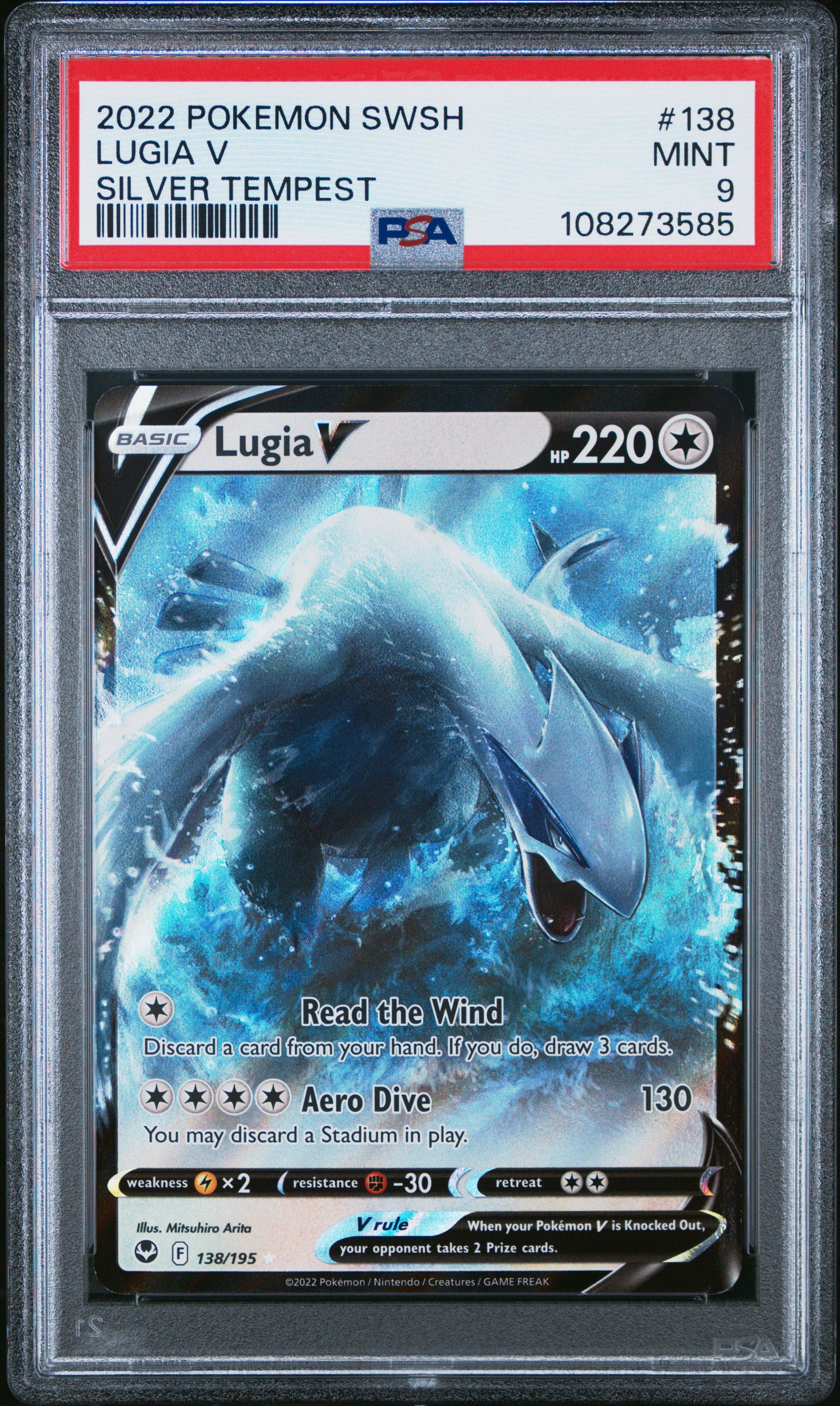 2022 Pokemon Sword & Shield Silver Tempest 138 Lugia V PSA 9