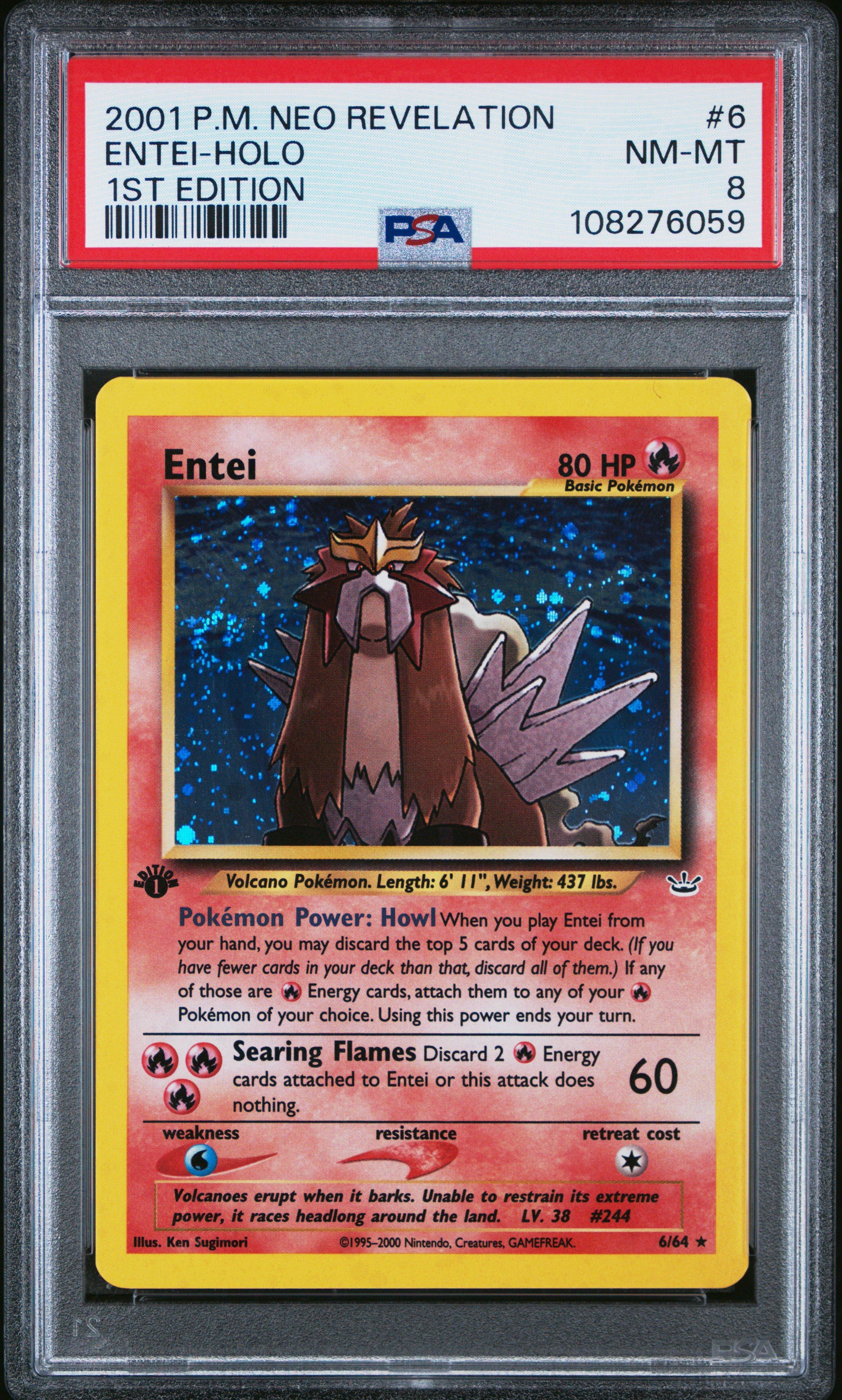 2001 Pokemon Neo Revelation 1st Edition 6 Entei-holo PSA 8