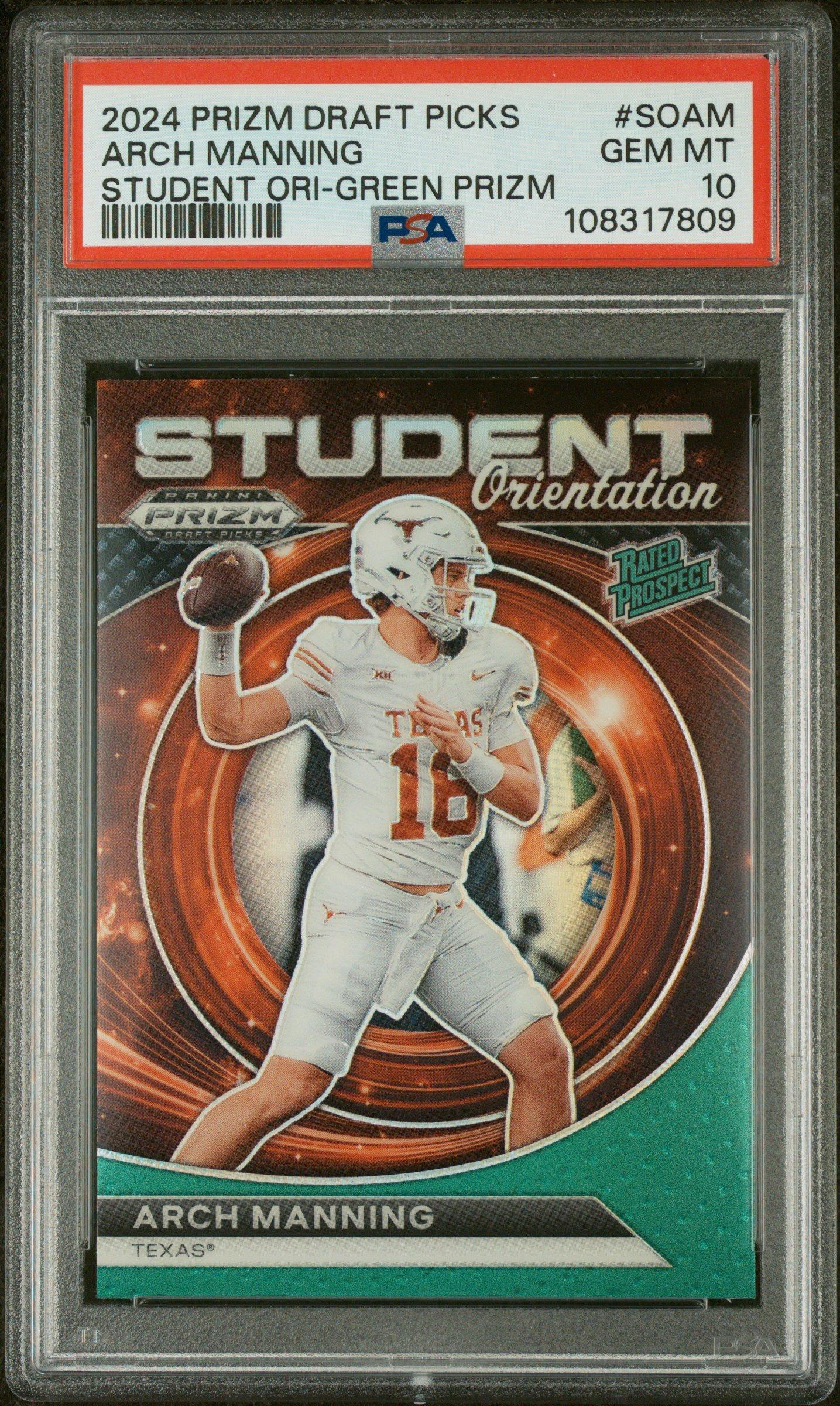 2024 Panini Prizm Draft Picks Student Orientation Soam Arch Manning Prizm PSA 10