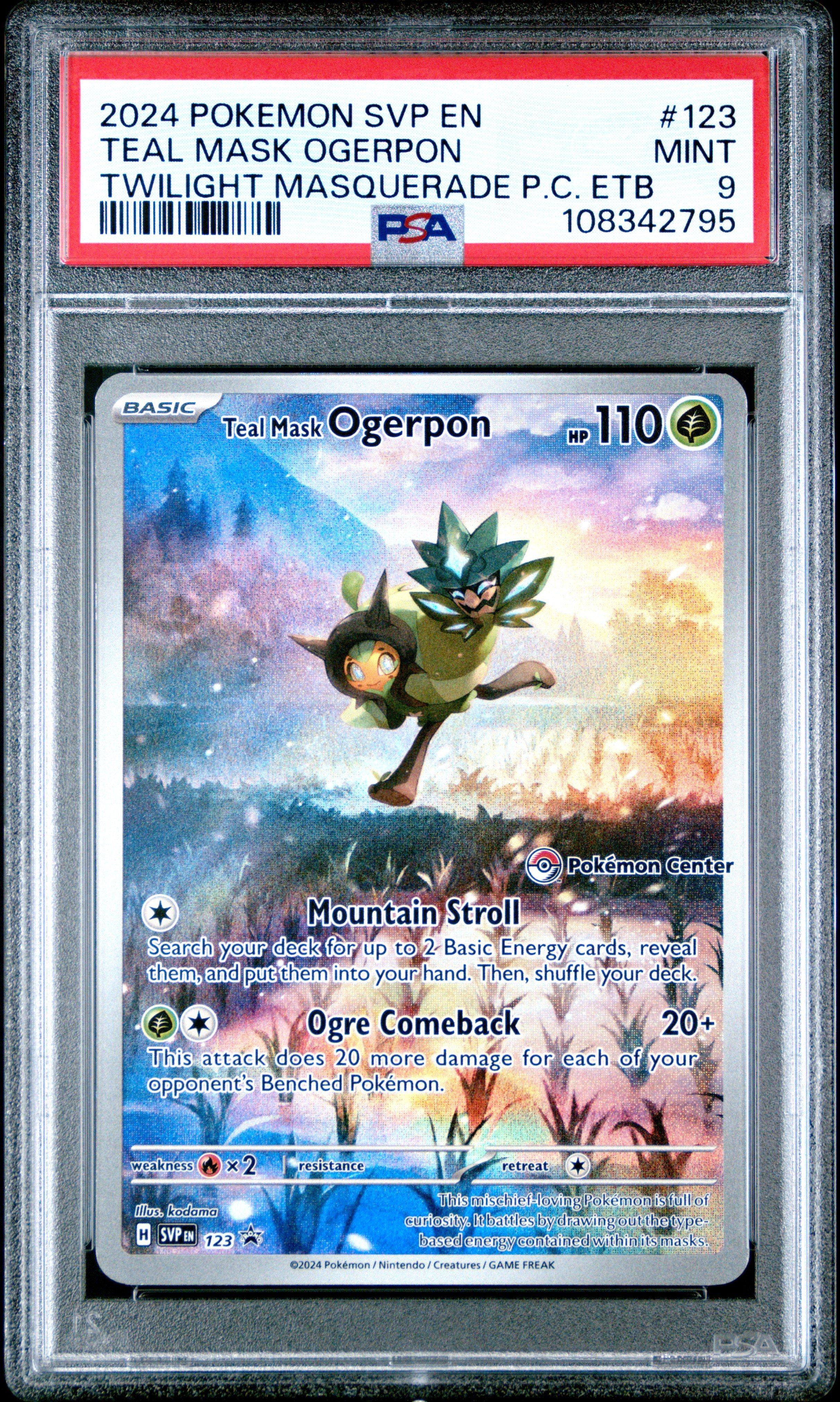 2024 Pokemon Svp En-sv Black Star Promo 123 Teal Mask Ogerpon Twilight  Masquerade Pokemon Center Elite Trainer Box PSA 9 Graded Card | GameStop